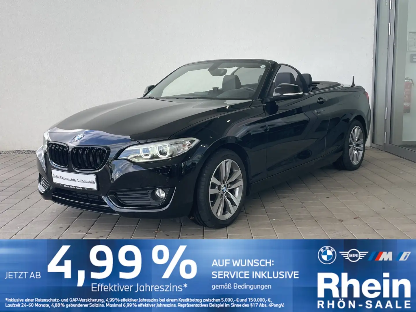 BMW 218 i Cabrio Advantage Xenon.Hifi.Tempo.PDC.LRH. Noir - 1
