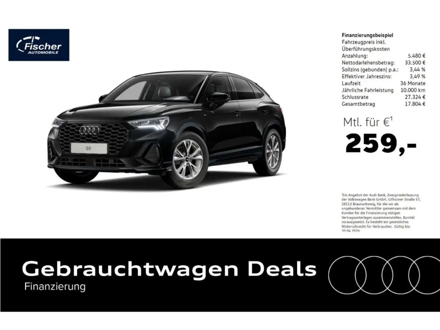 Audi Q3 Sportback 35 TDI S line Schwarz - 1
