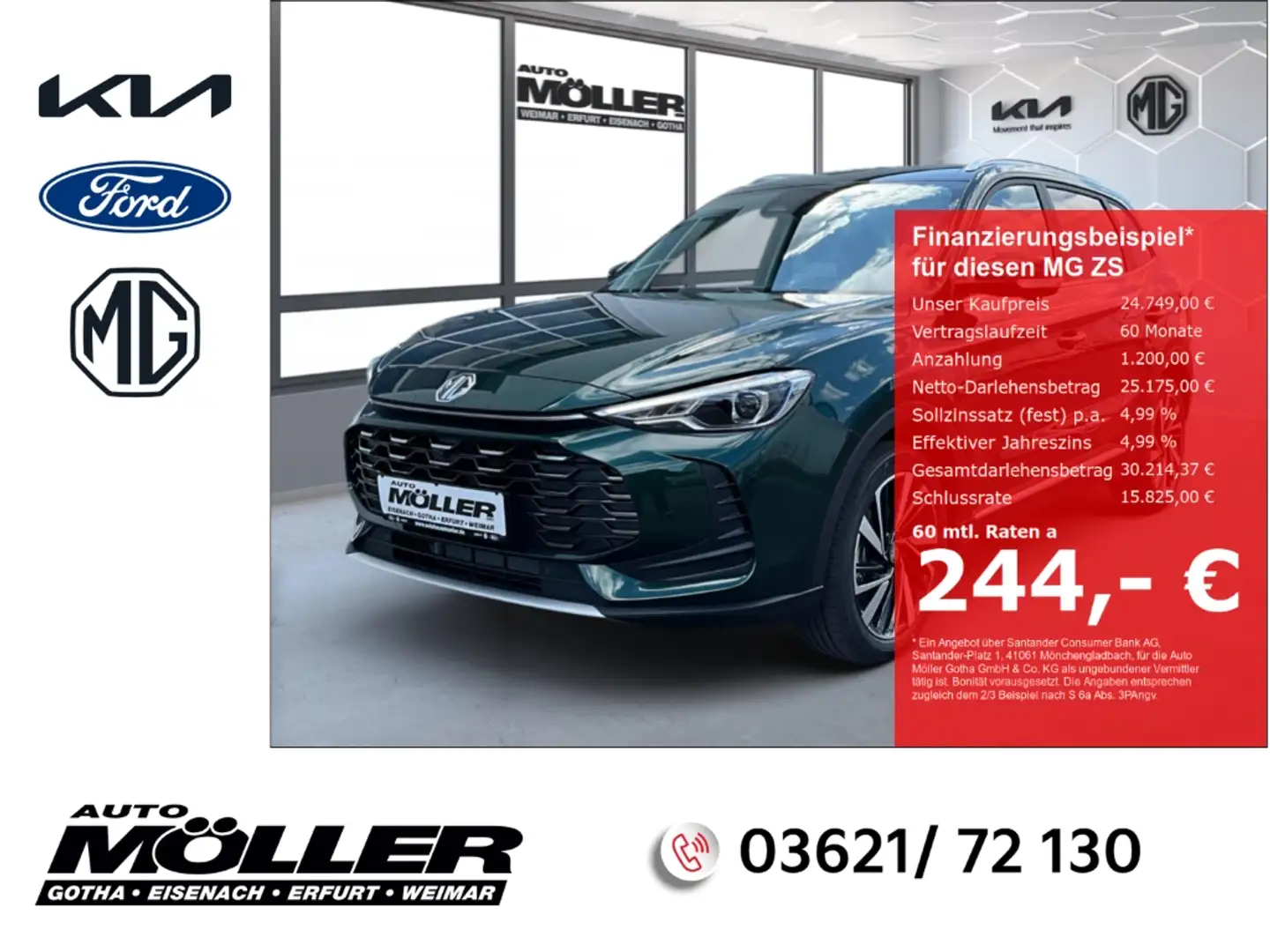 MG ZS Hybrid+ Luxury MY25 Leder Navi LED 360°ACC SHZ Grün - 1