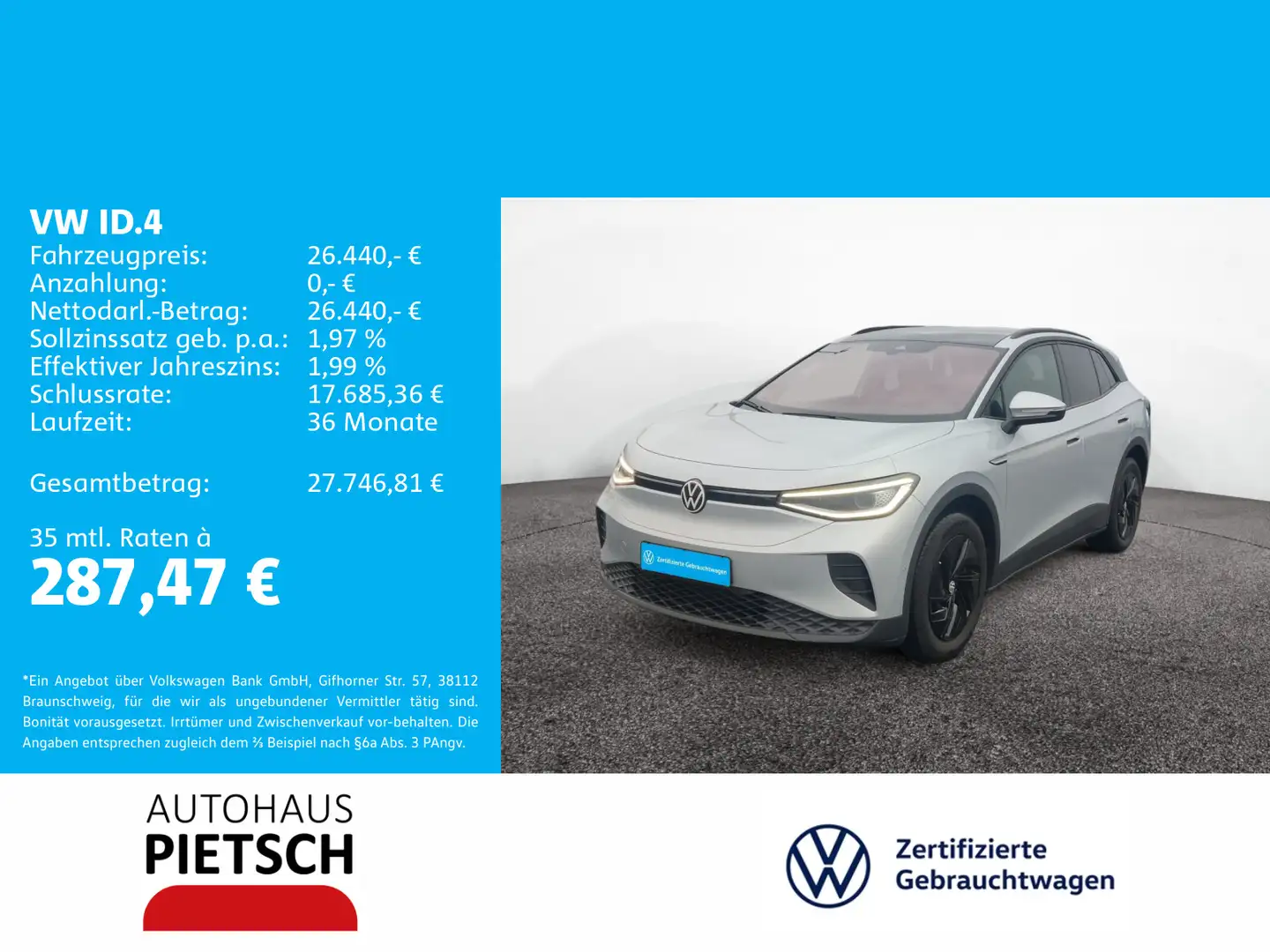 Volkswagen ID.4 Pure Performance 52 kWh HUD IQ.Light Silber - 1