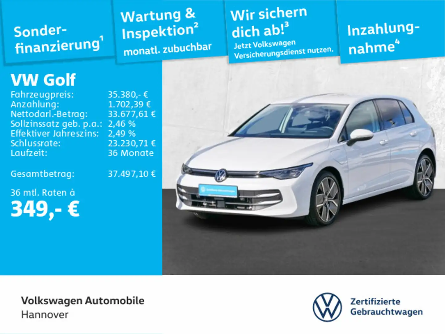 Volkswagen Golf VIII 1.5 TSI DSG eHybrid Style Navi AHK LED Weiß - 1