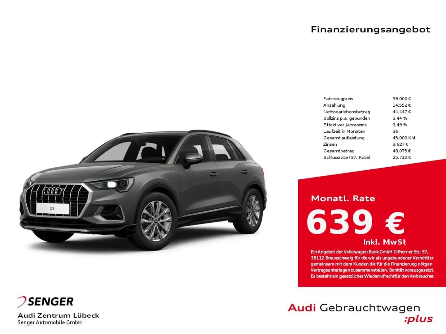 Audi Q3 advanced 35 TDI quattro S tronic Grau - 1