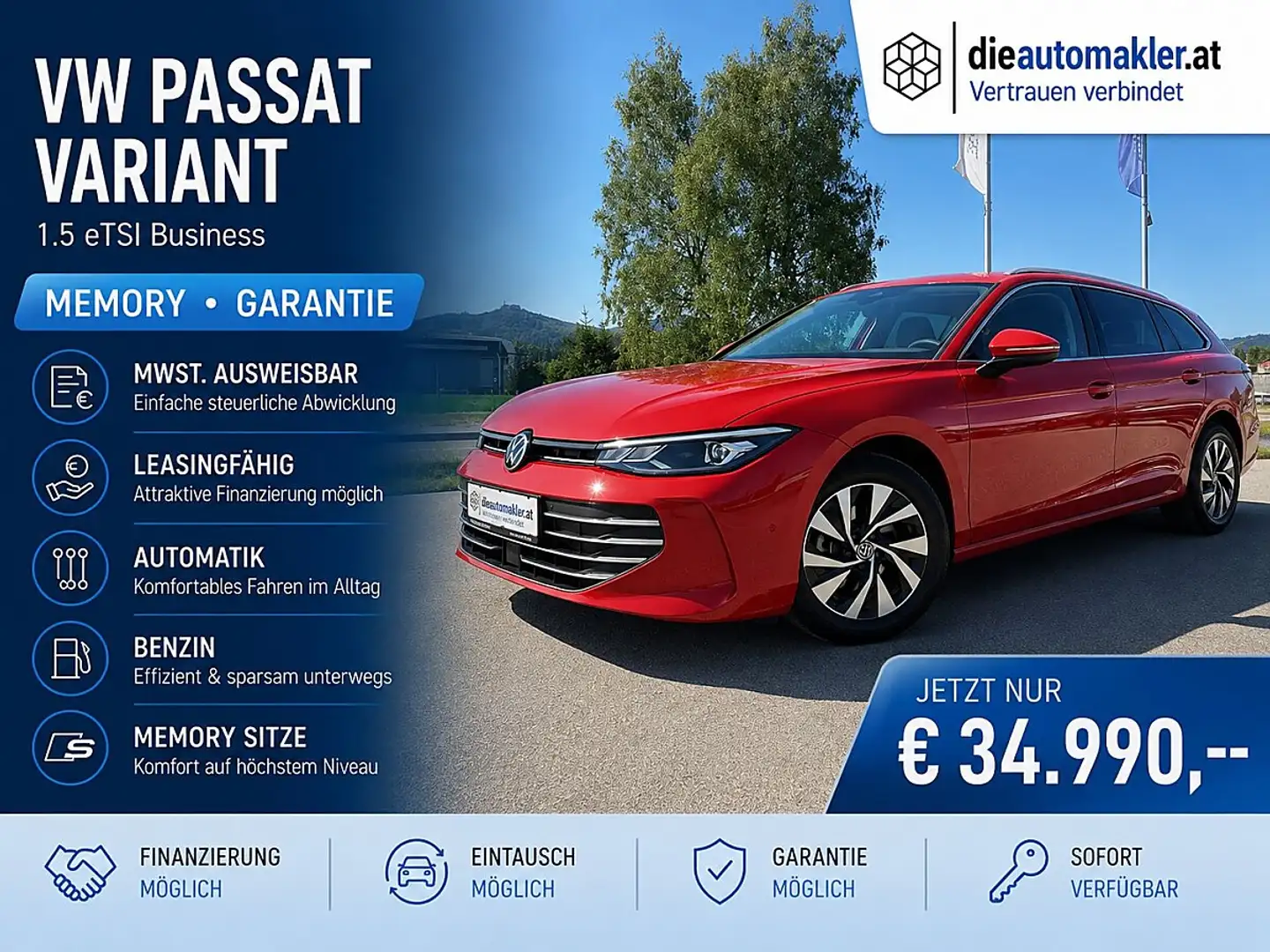 Volkswagen Passat Variant 1.5 eTSI Business |MEMORY|GARANTIE| Rot - 1