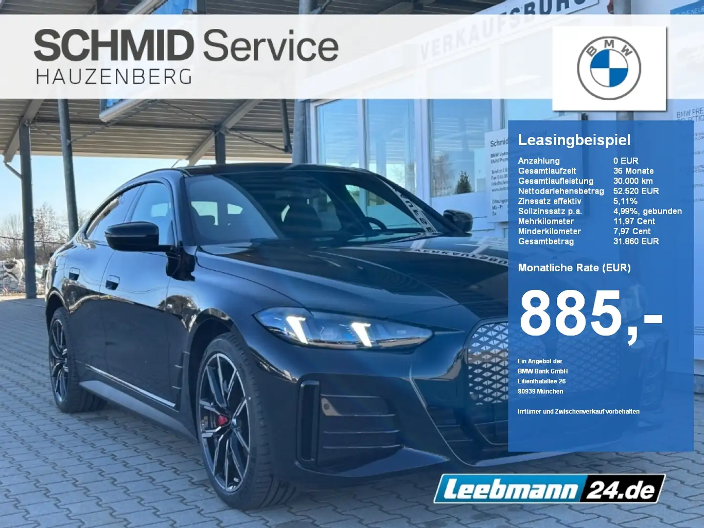 BMW i4 xDrive40 M-Sportpaket-Pro HUD/AdaptLED/360/Qi Czarny - 1