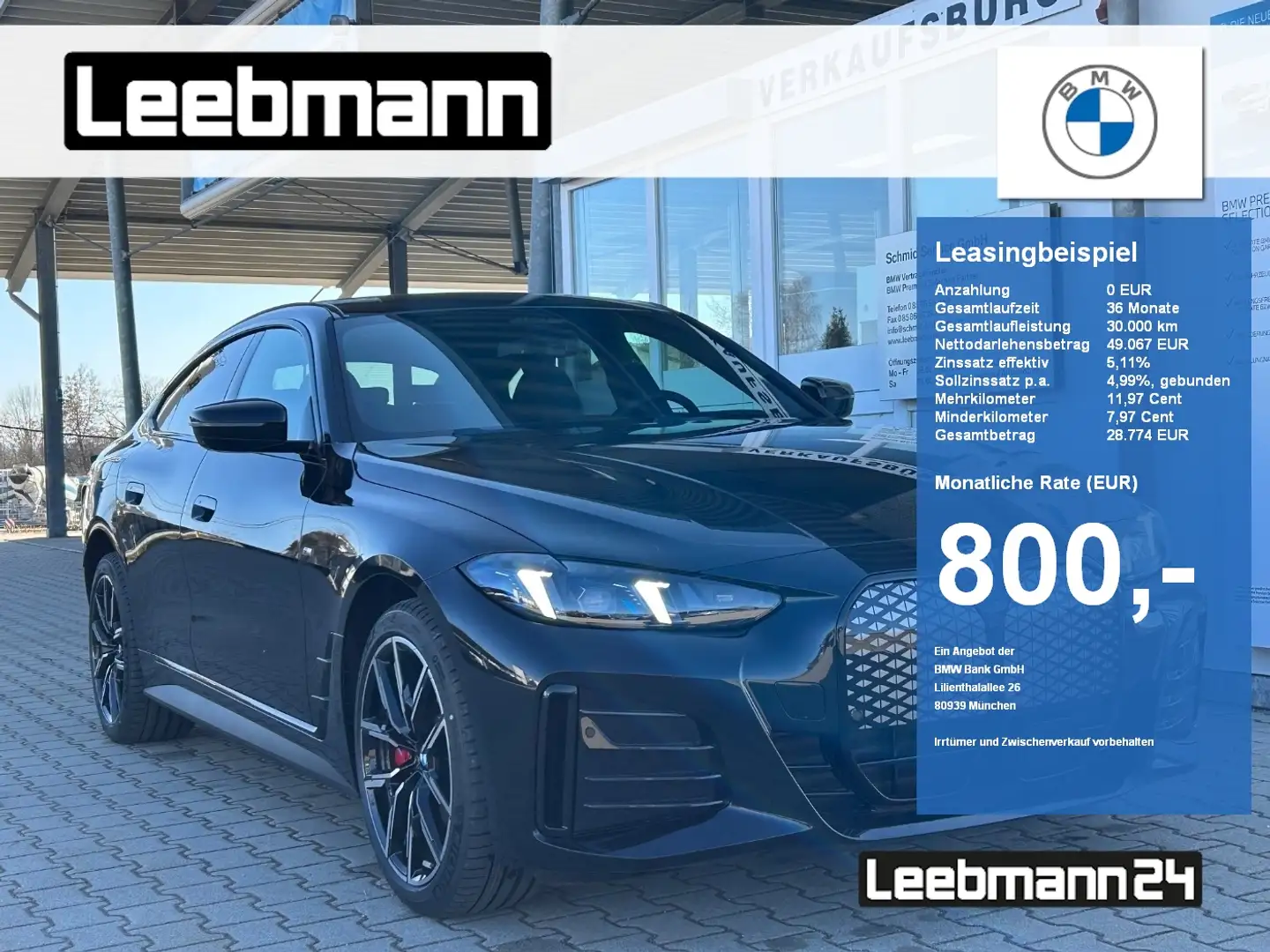BMW i4 xDrive40 M-Sportpaket-Pro HUD/AdaptLED/360/Qi Negro - 1