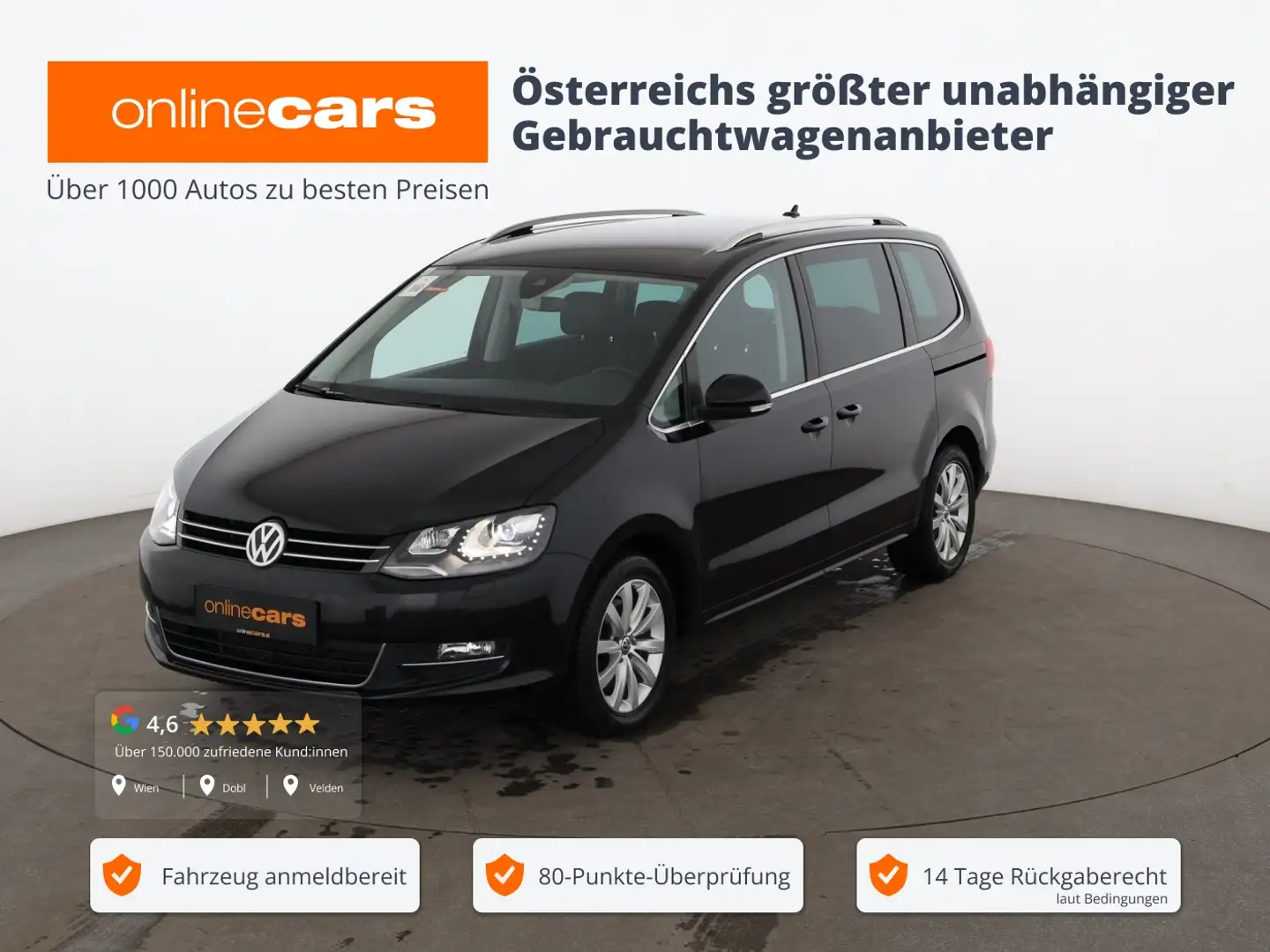 Volkswagen Sharan 2.0 TDI Highline Aut XENON RADAR LEDER NAV Schwarz - 1