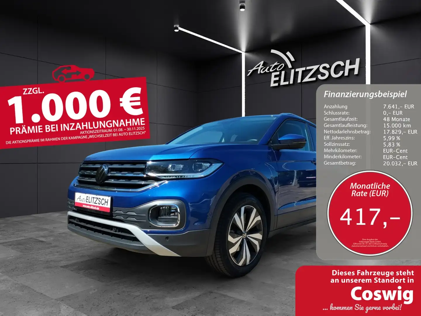 Volkswagen T-Cross Style DSG LED ACC Navi Kamera Keyless Blau - 1