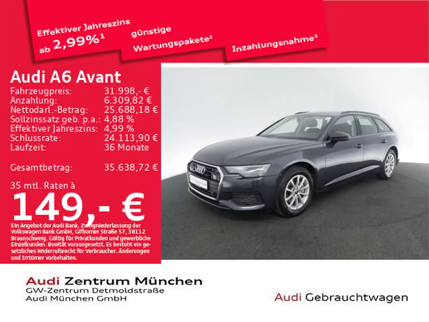 Audi A6 40 TDI S tronic ACC/Virtual/Navi+ Grau - 1
