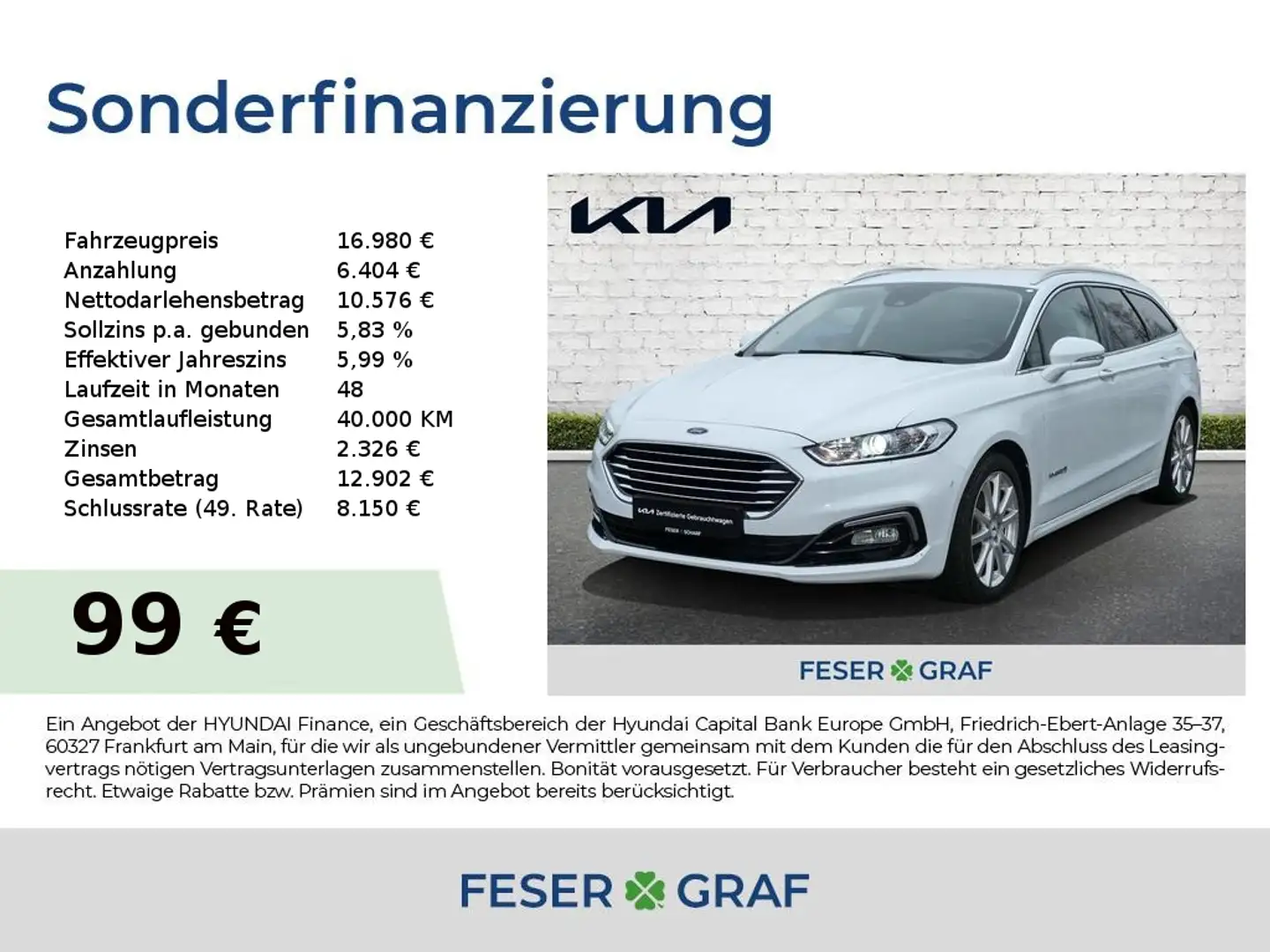 Ford Mondeo Hybrid iVCT 2.0 Titanium Turnier 8-fach-bereift Bianco - 1