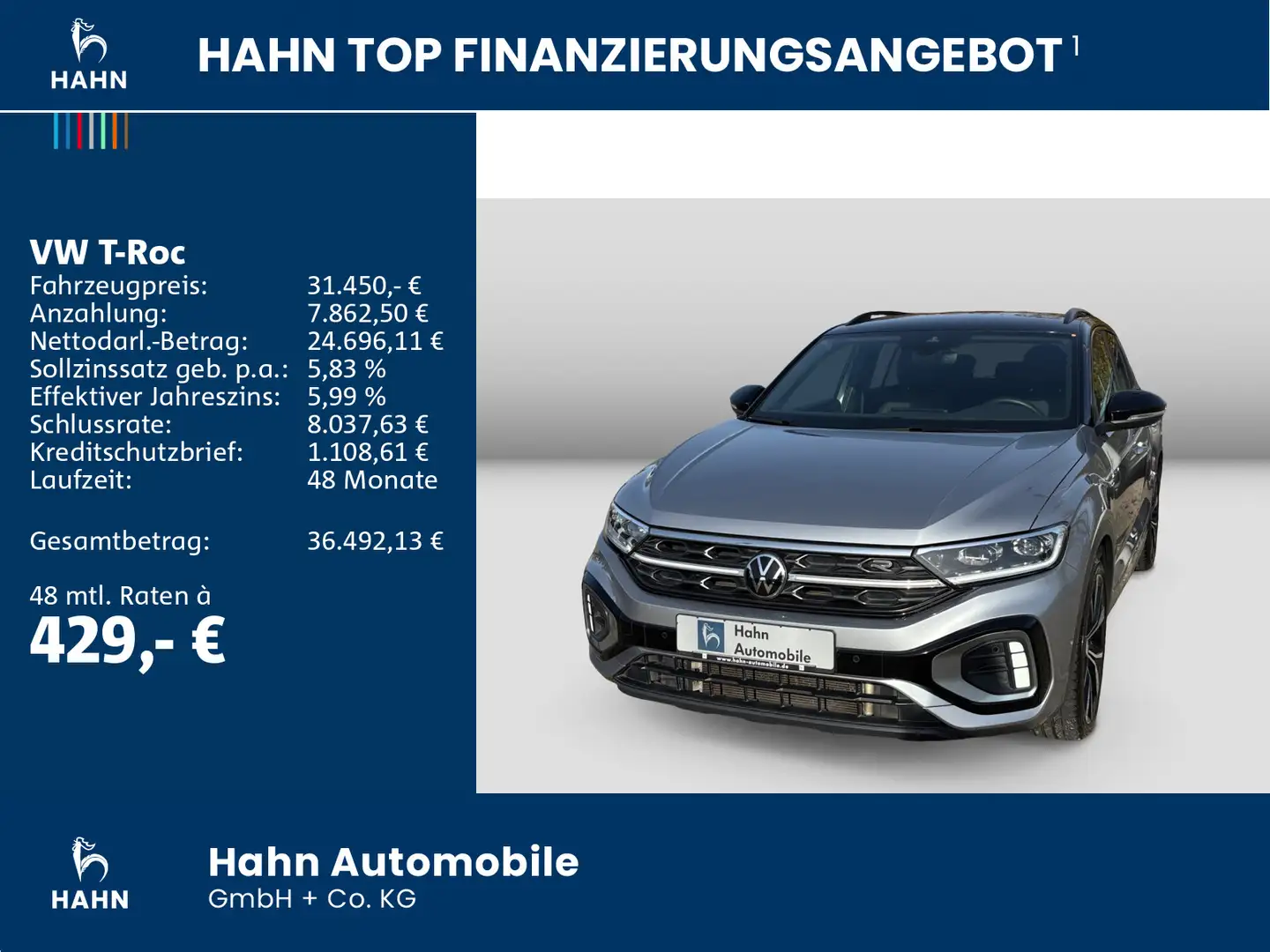 Volkswagen T-Roc 2.0TSI DSG R-Line 4M AHK CAM beats IQ.Ligh Silber - 2