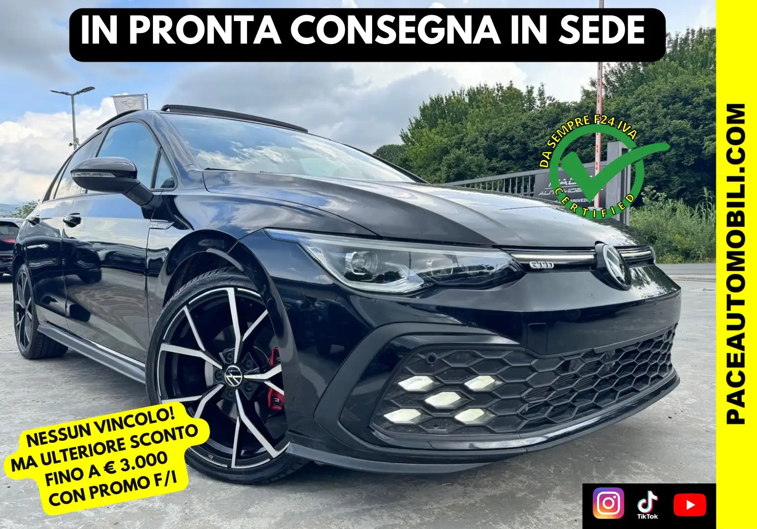 Volkswagen Golf GTD DSG KAMERA MATRIX ACC TETTO 19" PDC FENDINEBBIA Noir - 1