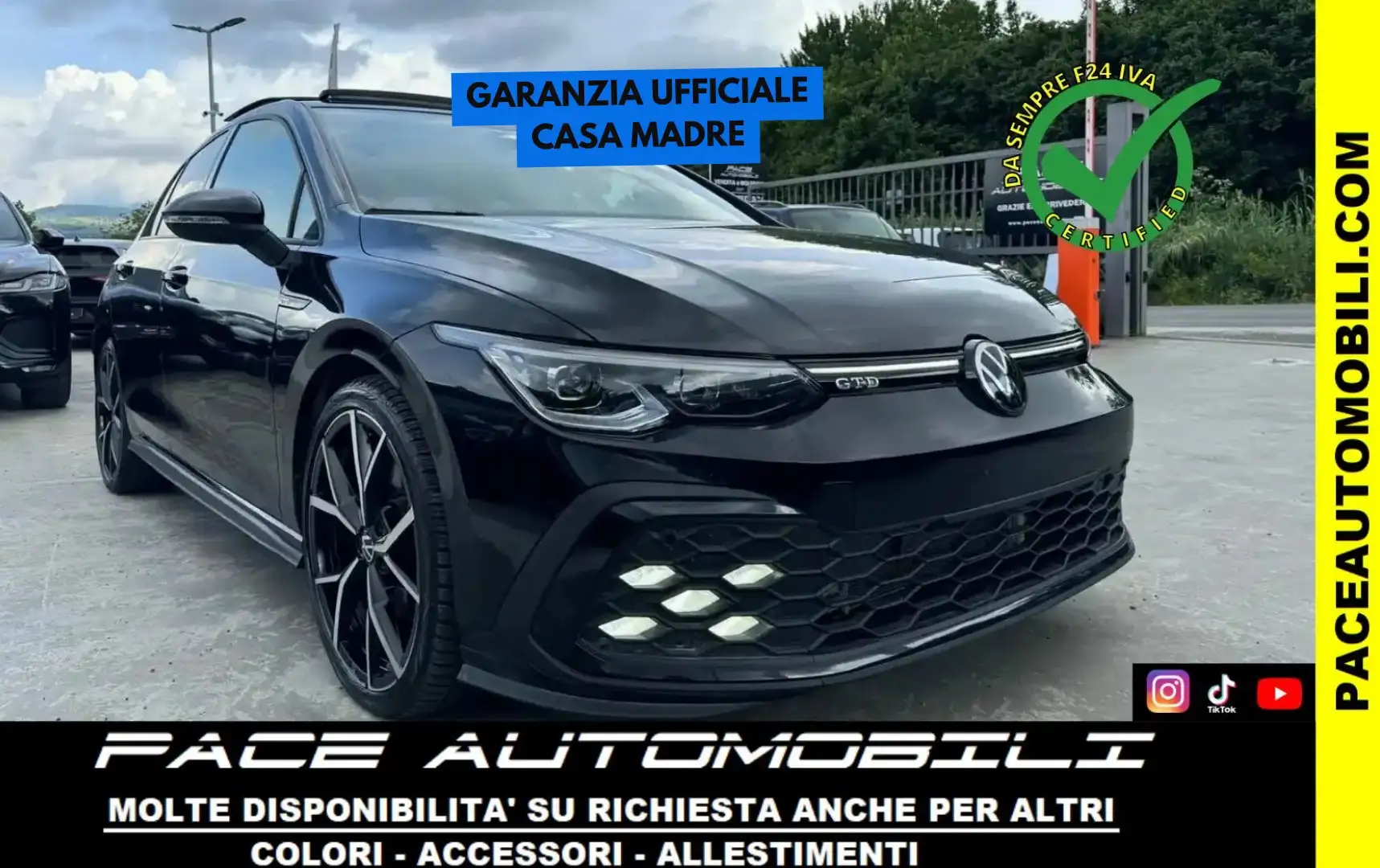 Volkswagen Golf GTD DSG KAMERA MATRIX ACC TETTO 19" PDC FENDINEBBIA Nero - 1