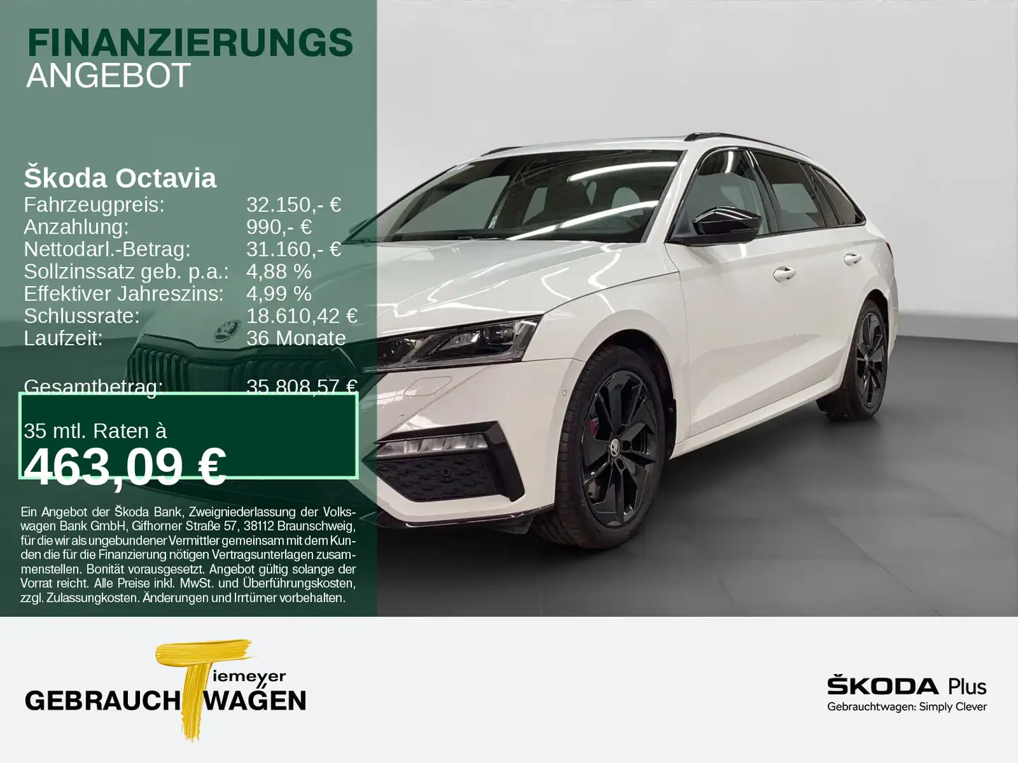 Skoda Octavia Combi 2.0 TSI DSG RS HuD PANO AHK KEYLES Weiß - 1