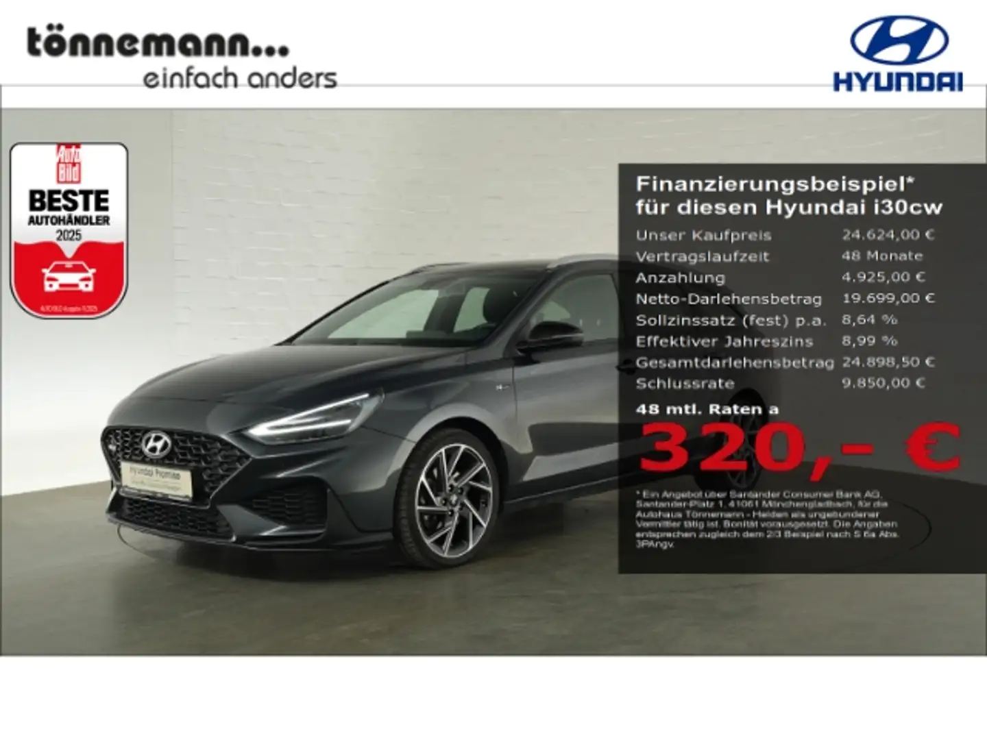 Hyundai i30 T-GDI N-LINE 48V DCT+VOLL LED+NAVI+RÜCKFAHRKAMERA+ Grijs - 1