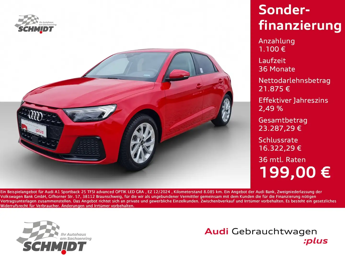 Audi A1 Sportback 25 TFSI advanced OPTIK LED GRA Rot - 1