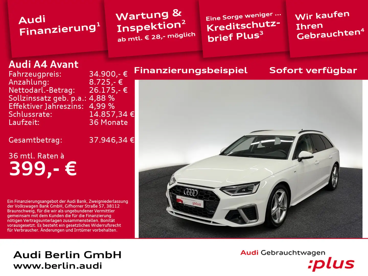 Audi A4 S line 40 TDI qu.S tr. LED NAVI PDC Weiß - 1
