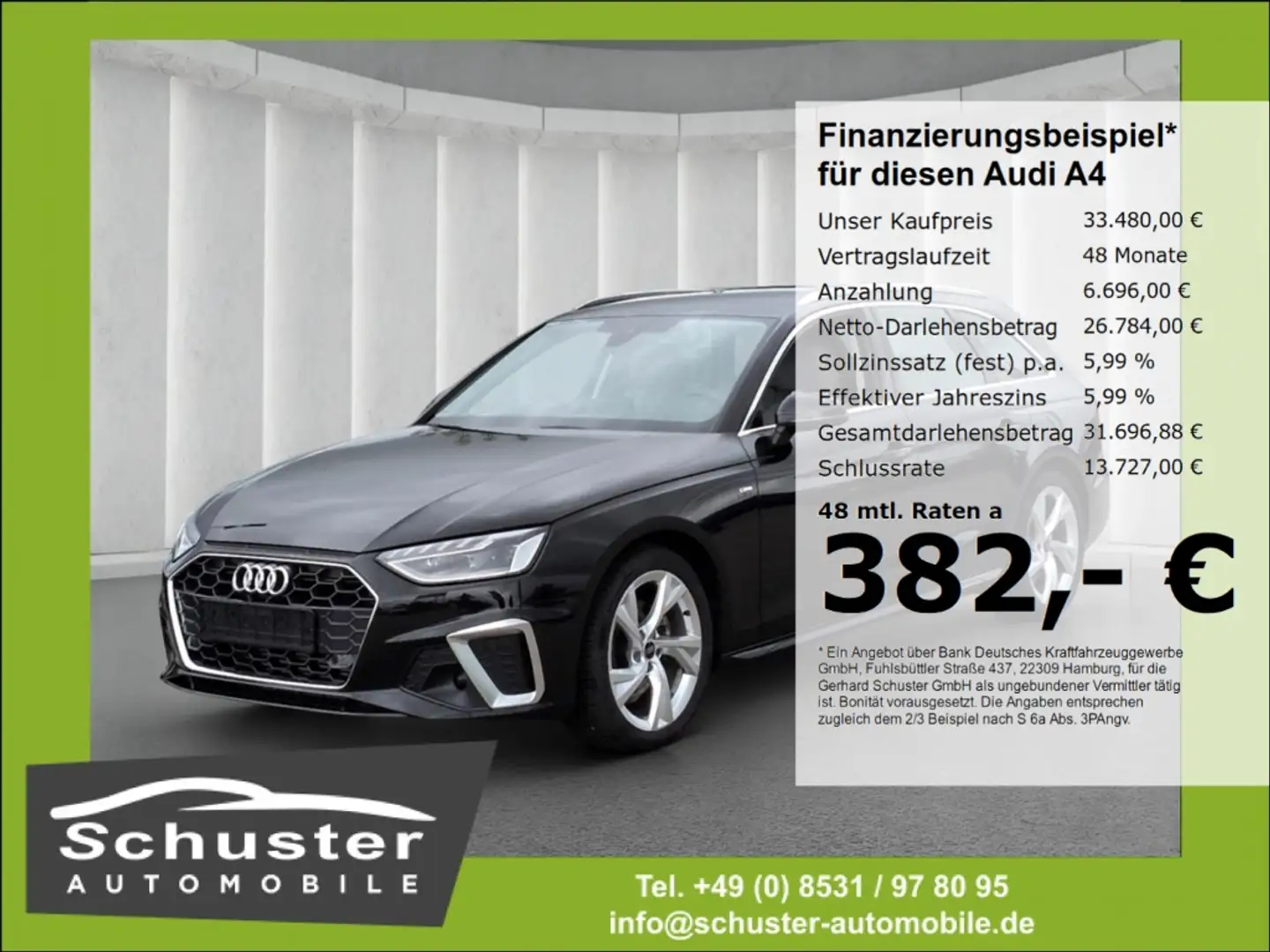 Audi A4 Avant S-LINE 35TFSI*S-tro ACC Leder R-Kam LED Schwarz - 1