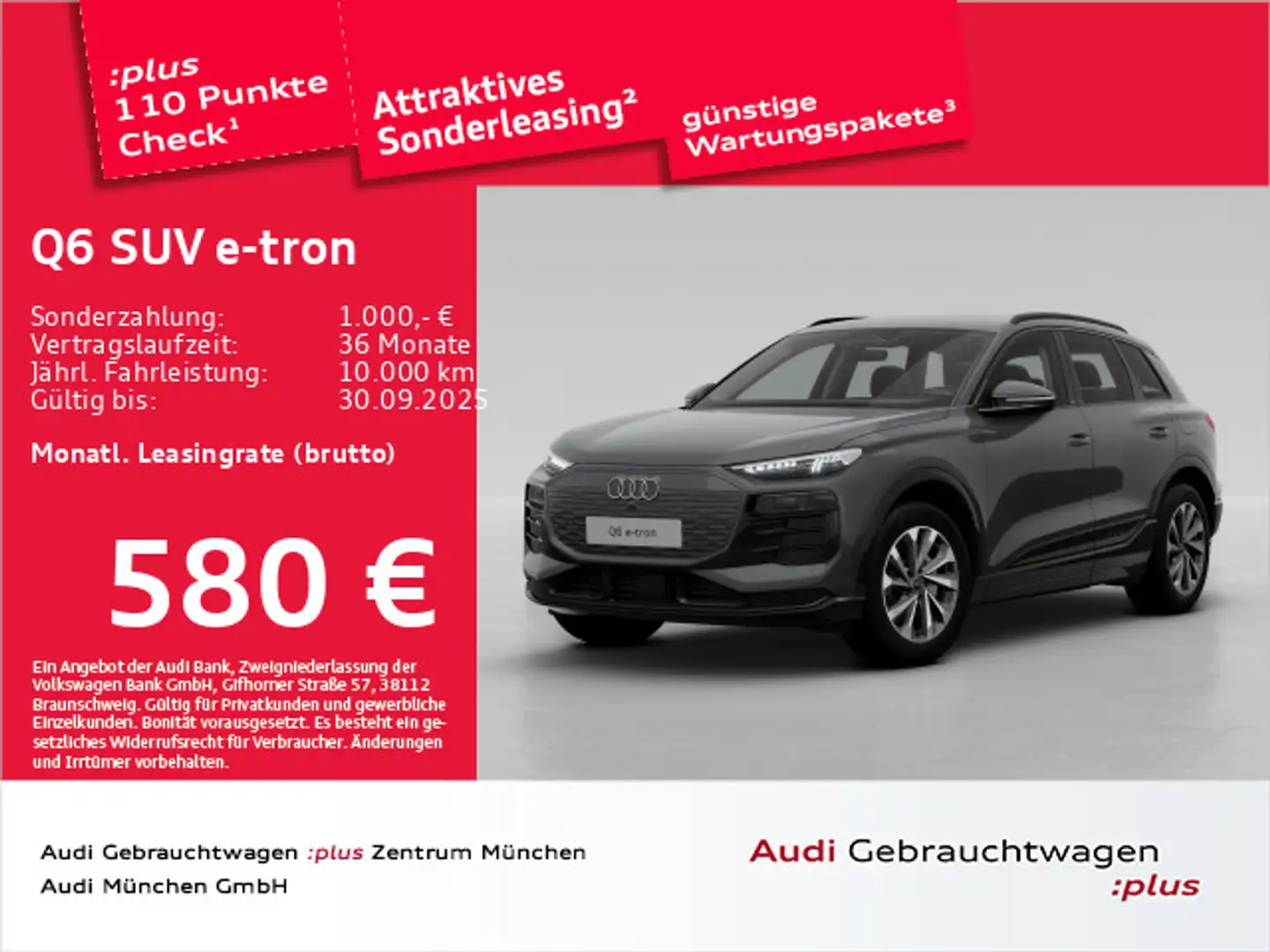 Audi Q6 Q6 e-tron 55 qu. LED+/ACC/Kamera/PDC+ Grijs - 1