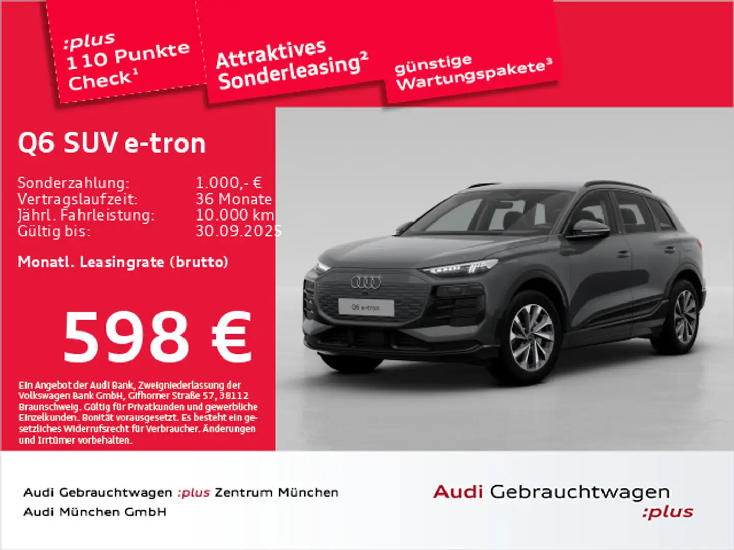 Audi Q6 Q6 e-tron 55 qu. LED+/ACC/Kamera/PDC+ Grijs - 1