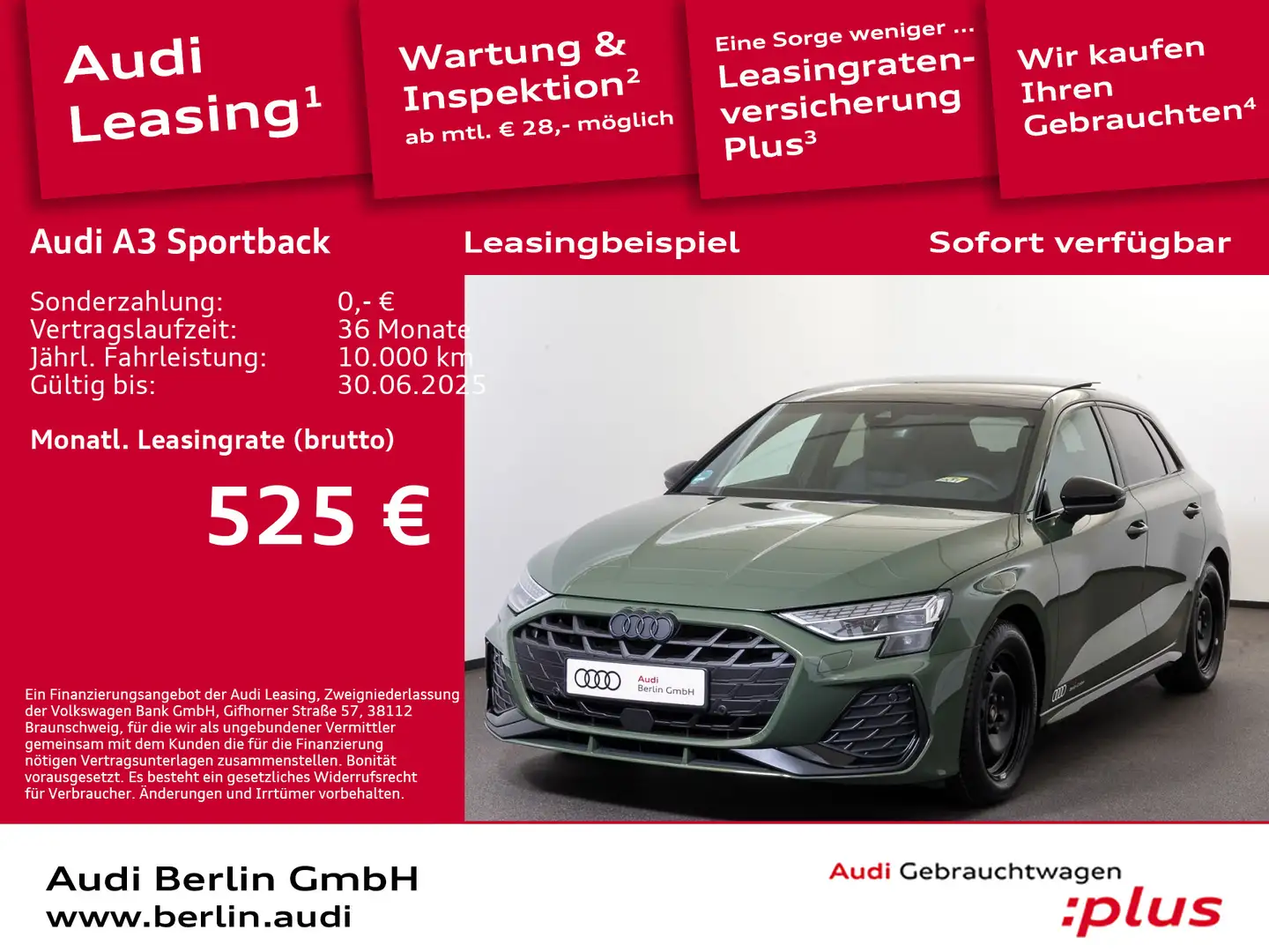 Audi A3 S line 35 TFSI  S tronic Grün - 1
