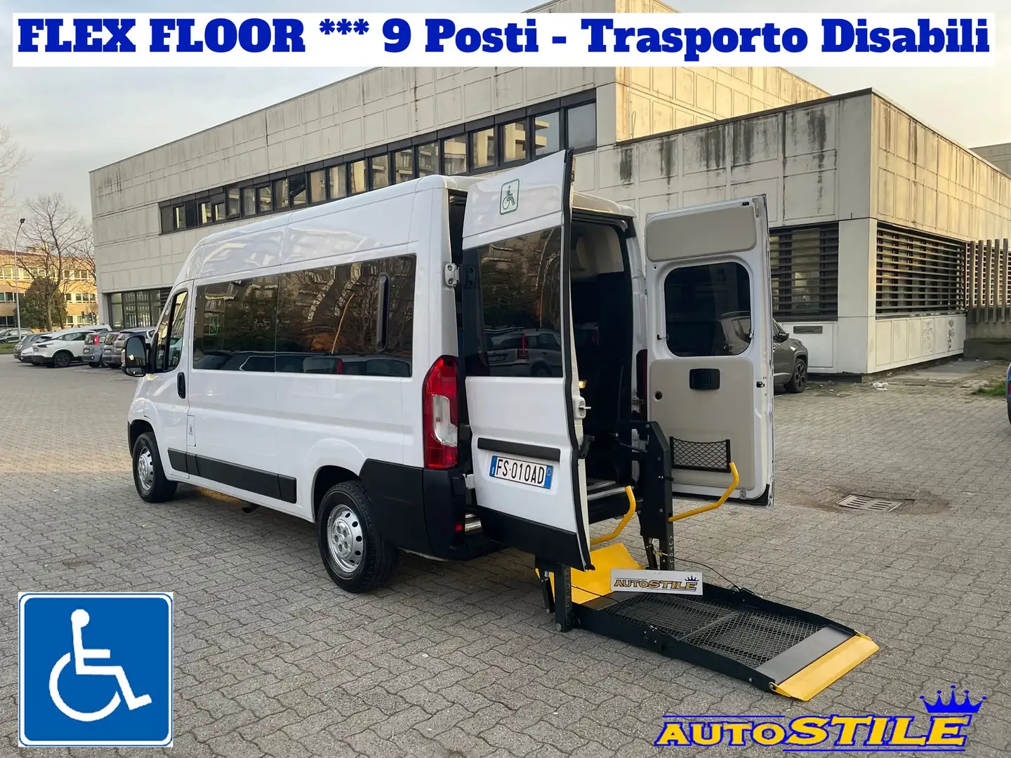 Fiat Ducato FLEX FLOOR  9 POSTI 150CV **TRASPORTO DISABILI Wit - 1