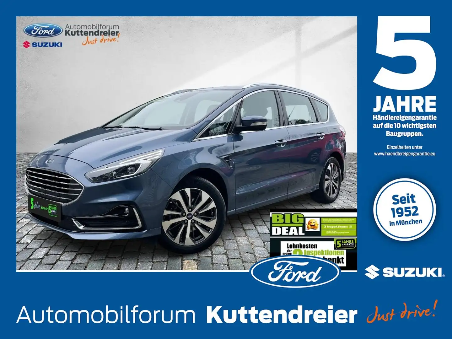 Ford S-Max Titanium Leder Navi Kamera AHK Voll-LED SHZ Blau - 1