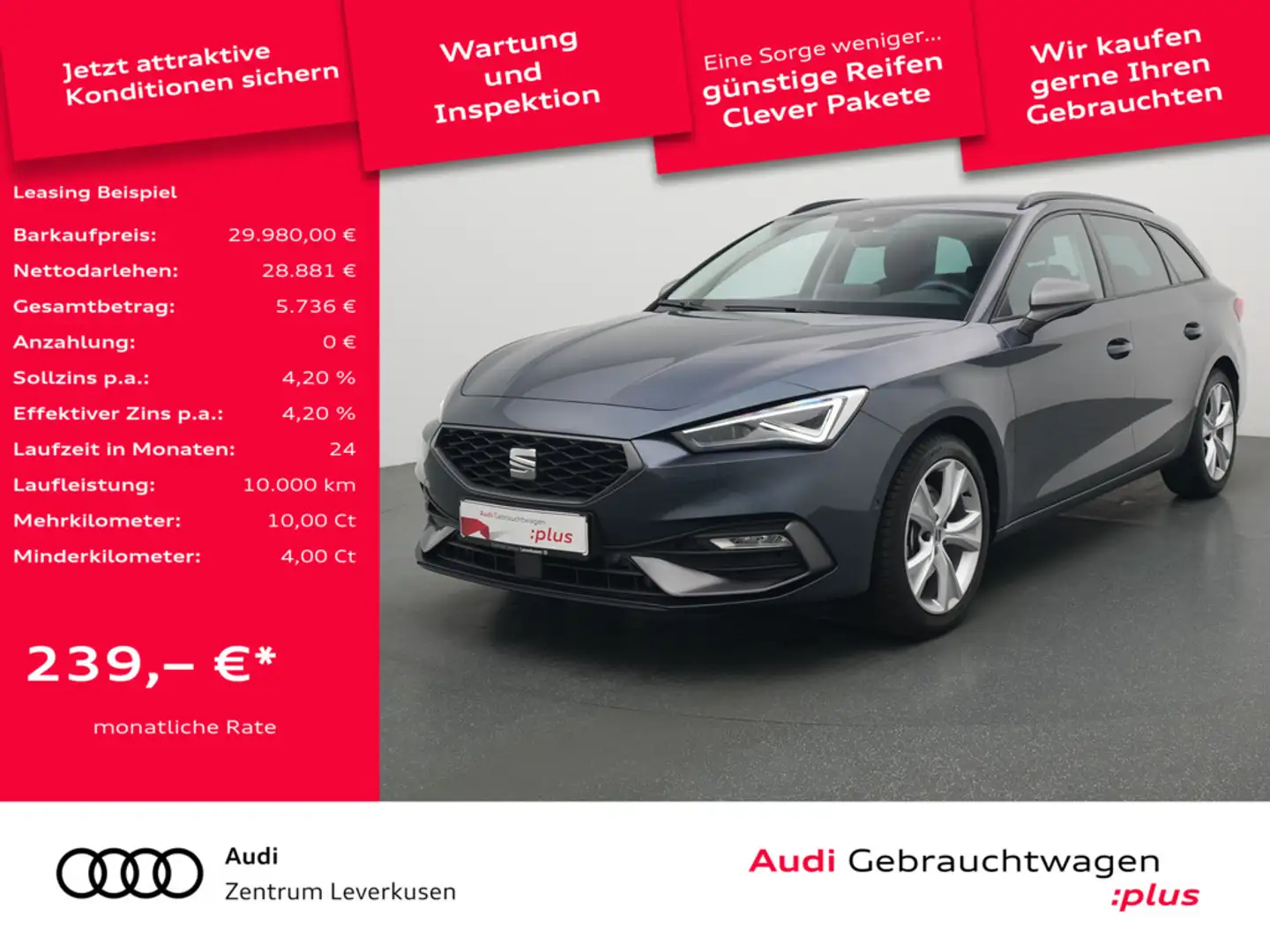SEAT Leon ST FR DSG CARPLAY VIRT ACC NAVI SHZ PDC Grau - 1