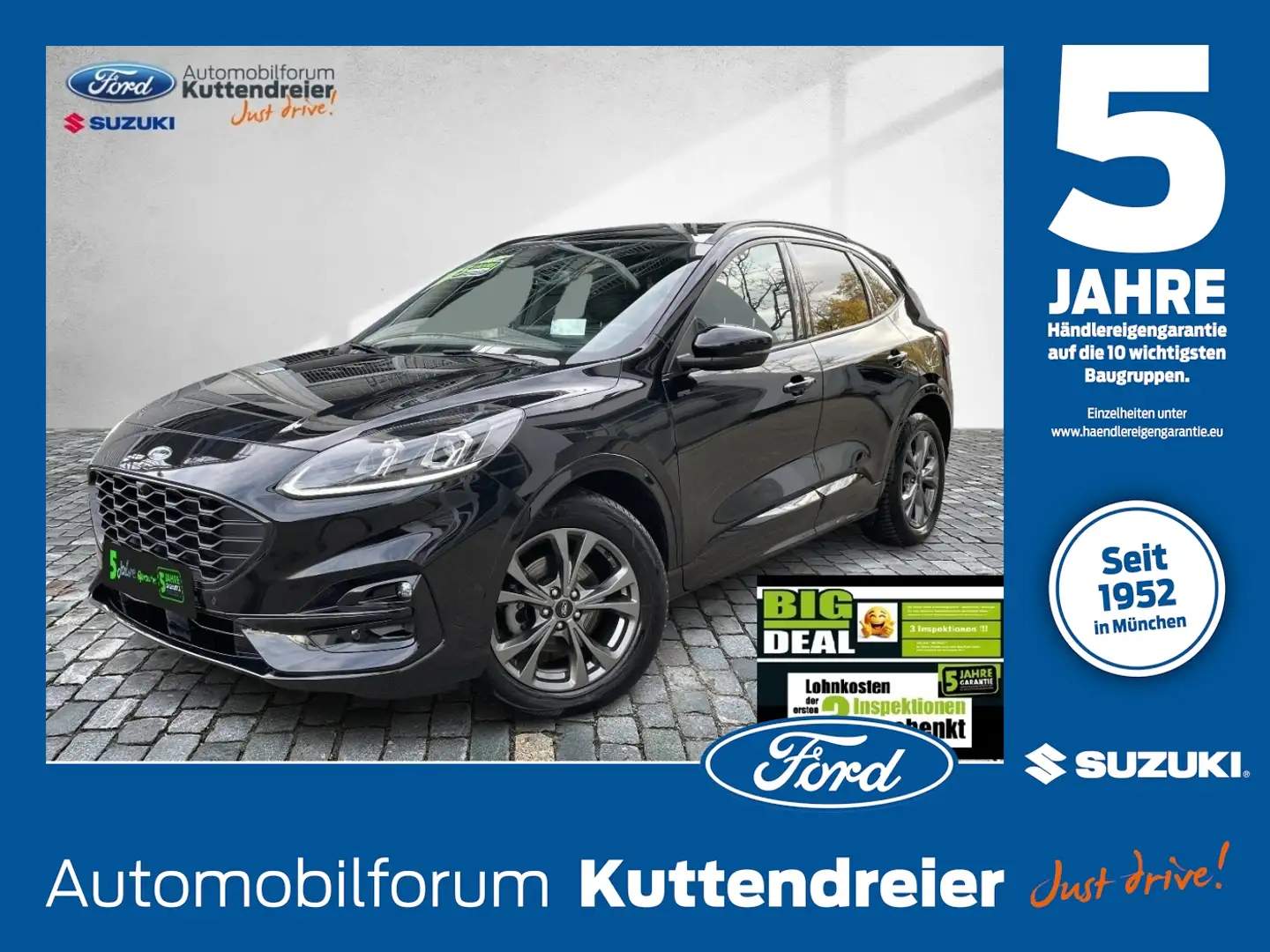 Ford Kuga ST-Line X AHK schw. Voll-LED Glasdach Navi Gris - 1