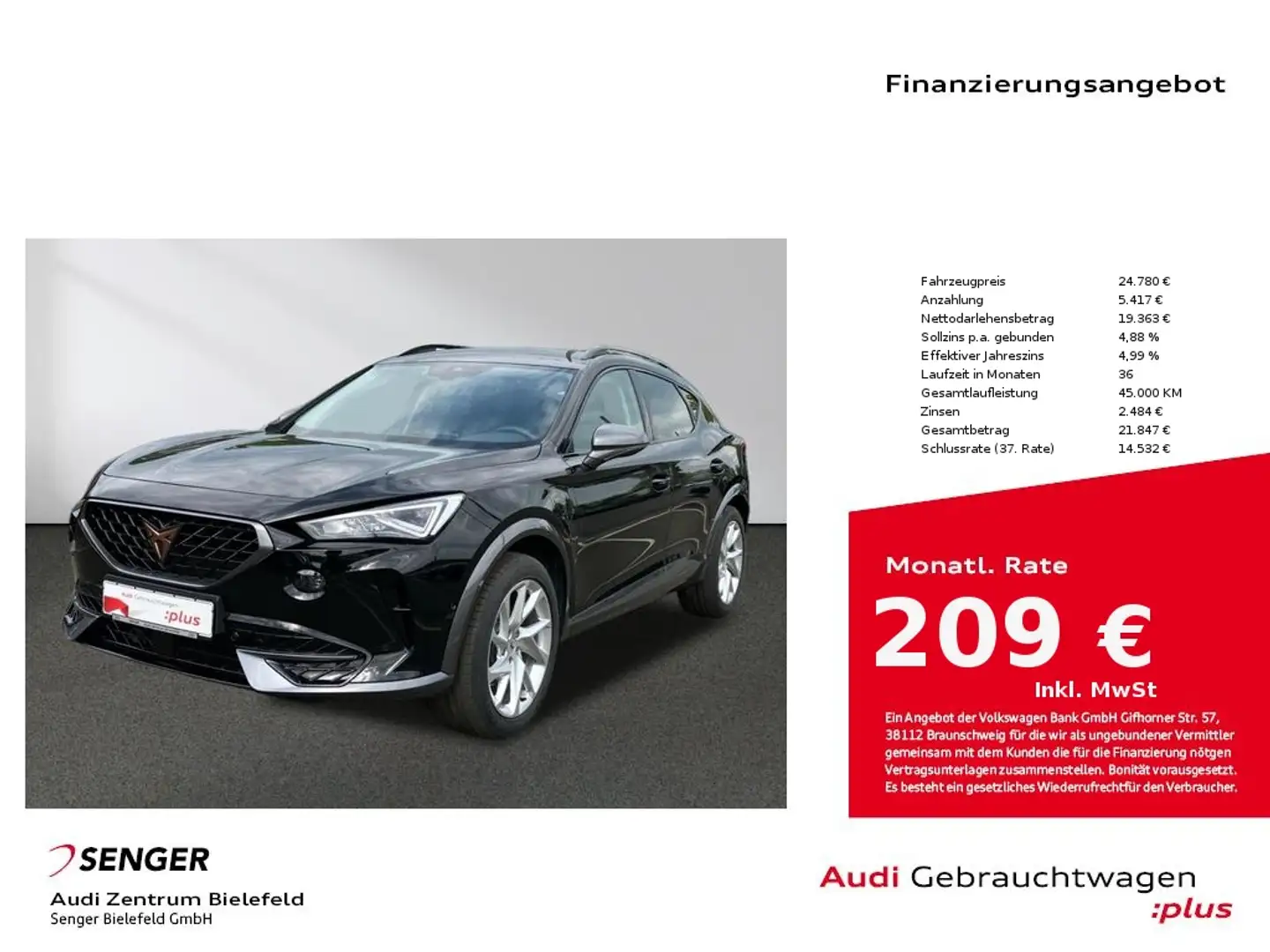 CUPRA Formentor 1.4 eHybrid Navi CarPlay LED Sitzhzg. Zwart - 1