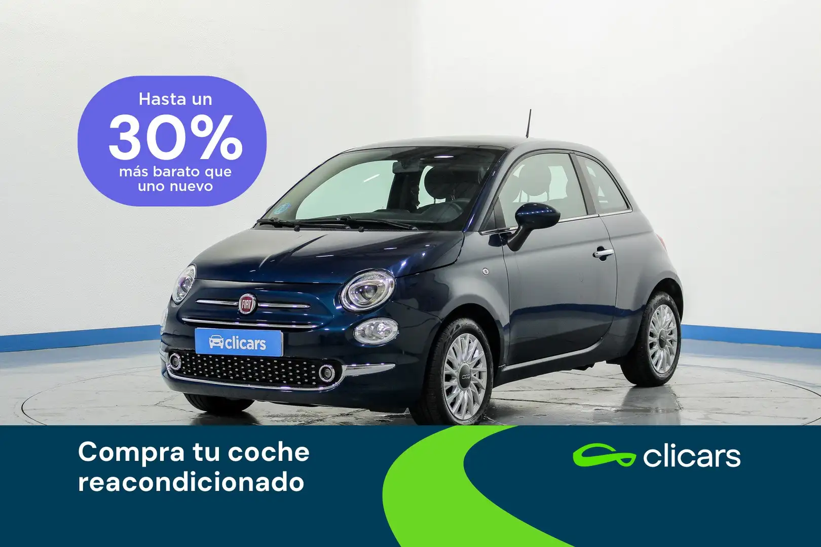 Fiat 500 1.0 Hybrid Monotrim 52kW Blauw - 1