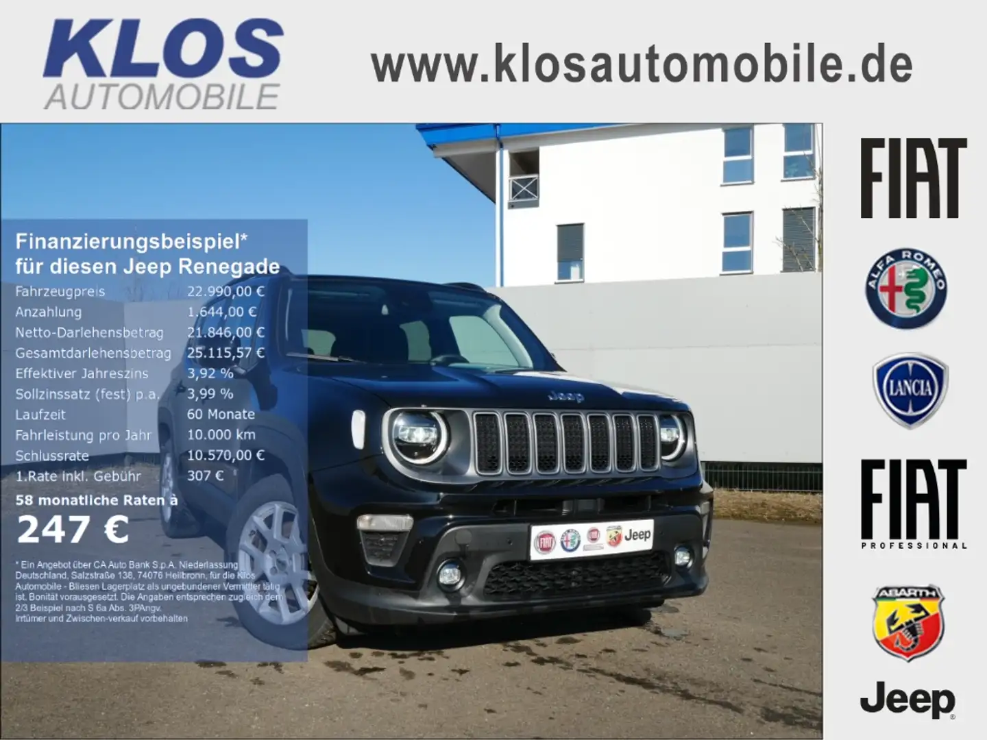 Jeep Renegade LIMITED e-HYBRID 1.5 GSE T4 48V 130PS DCT 4x2 NAVI Schwarz - 1