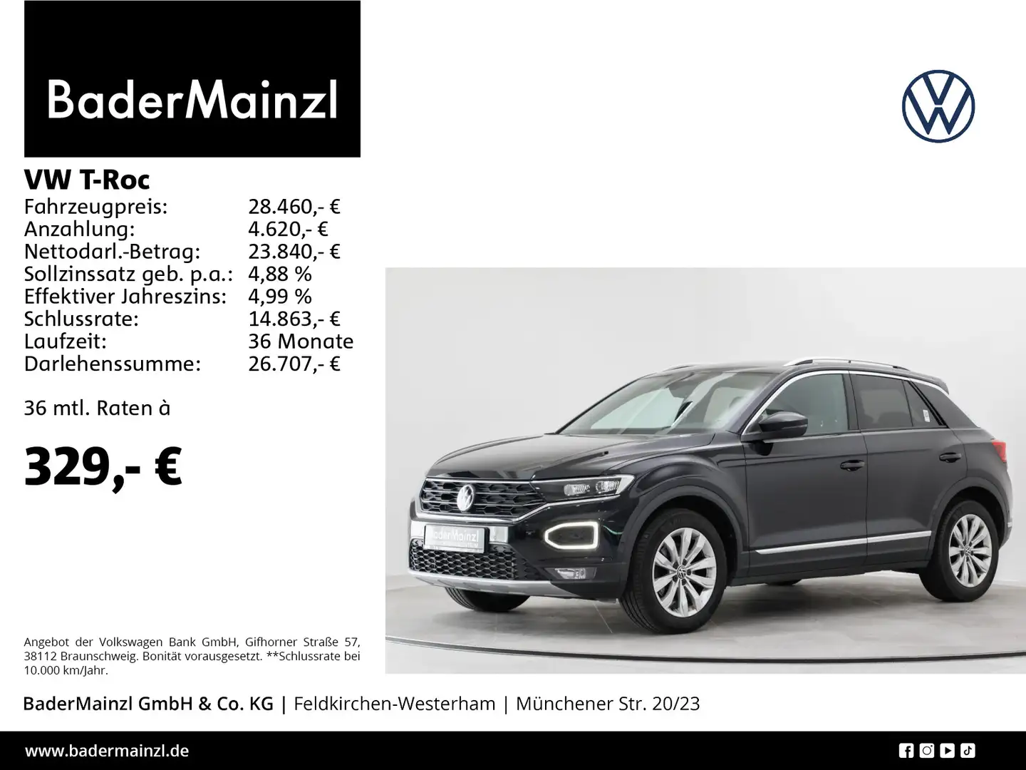 Volkswagen T-Roc 2.0 TSI 4M DSG Kamera SHZ AHK ACC Schwarz - 1