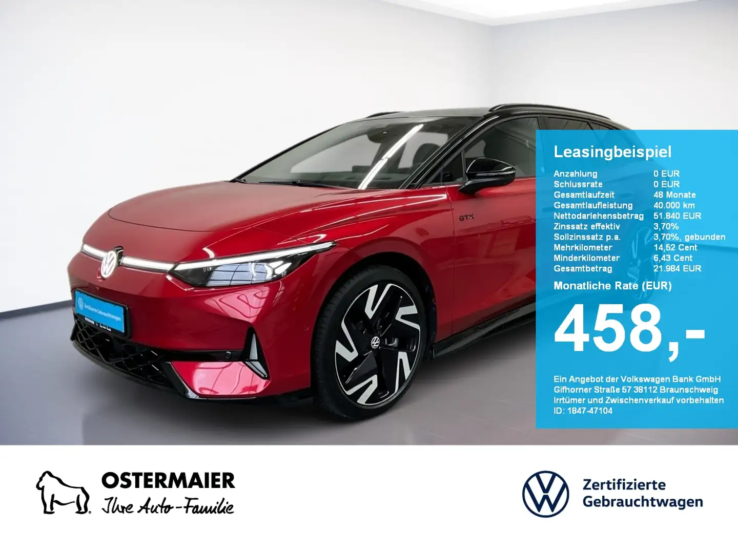 Volkswagen ID.7 Tourer GTX 340PS 4M NP.77T ACC.5J-G.WÄRMEPUMPE.AHK Rouge - 1