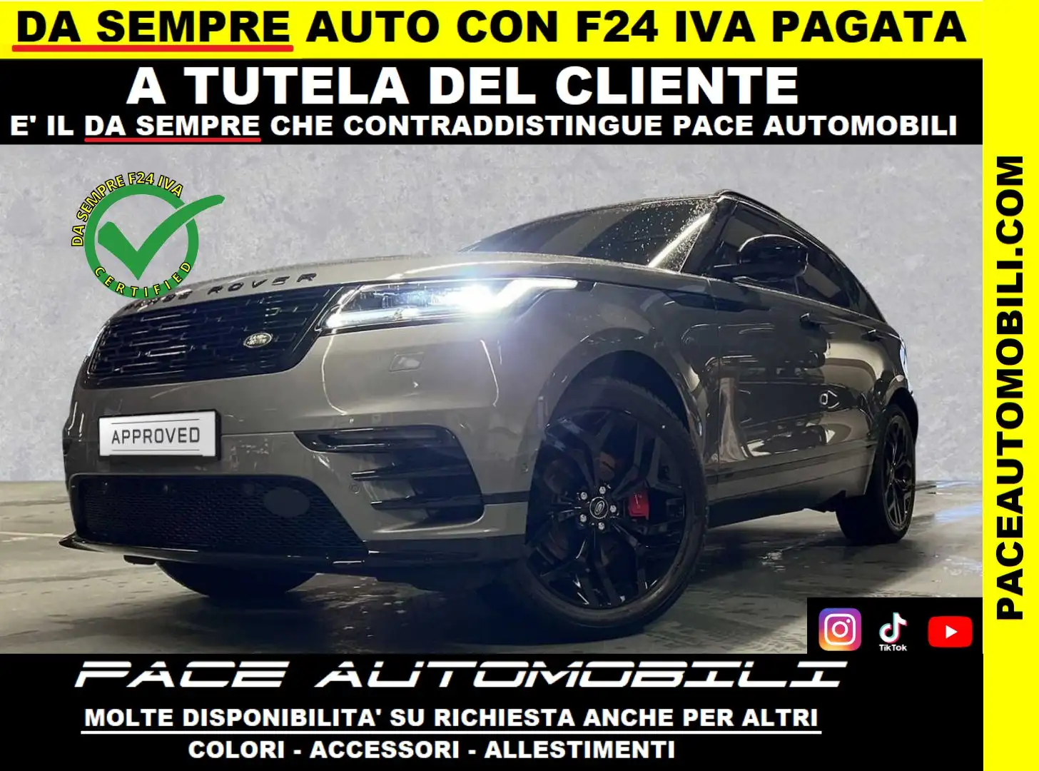 Land Rover Range Rover Velar D200 SE R DYNAMIC R-DYNAMIC 20" TETTO BLACK PACK Grigio - 1