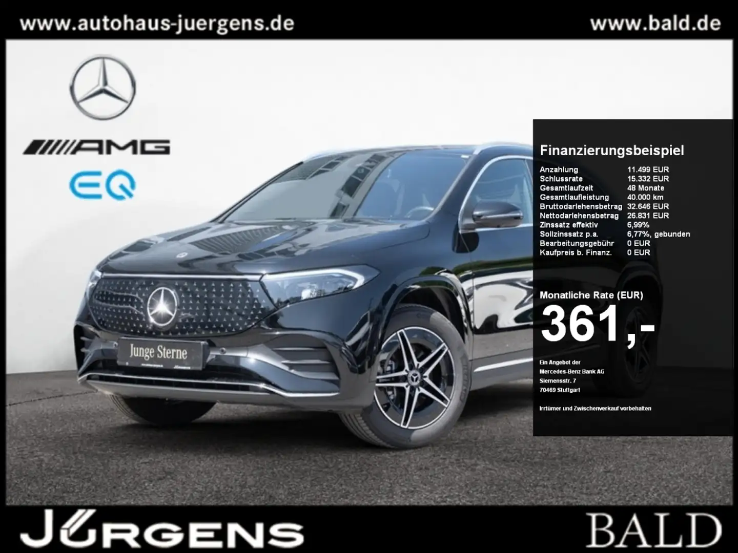 Mercedes-Benz EQA 300 4M AMG-Sport/LED/360/Leder/Winter/Mopf Noir - 1
