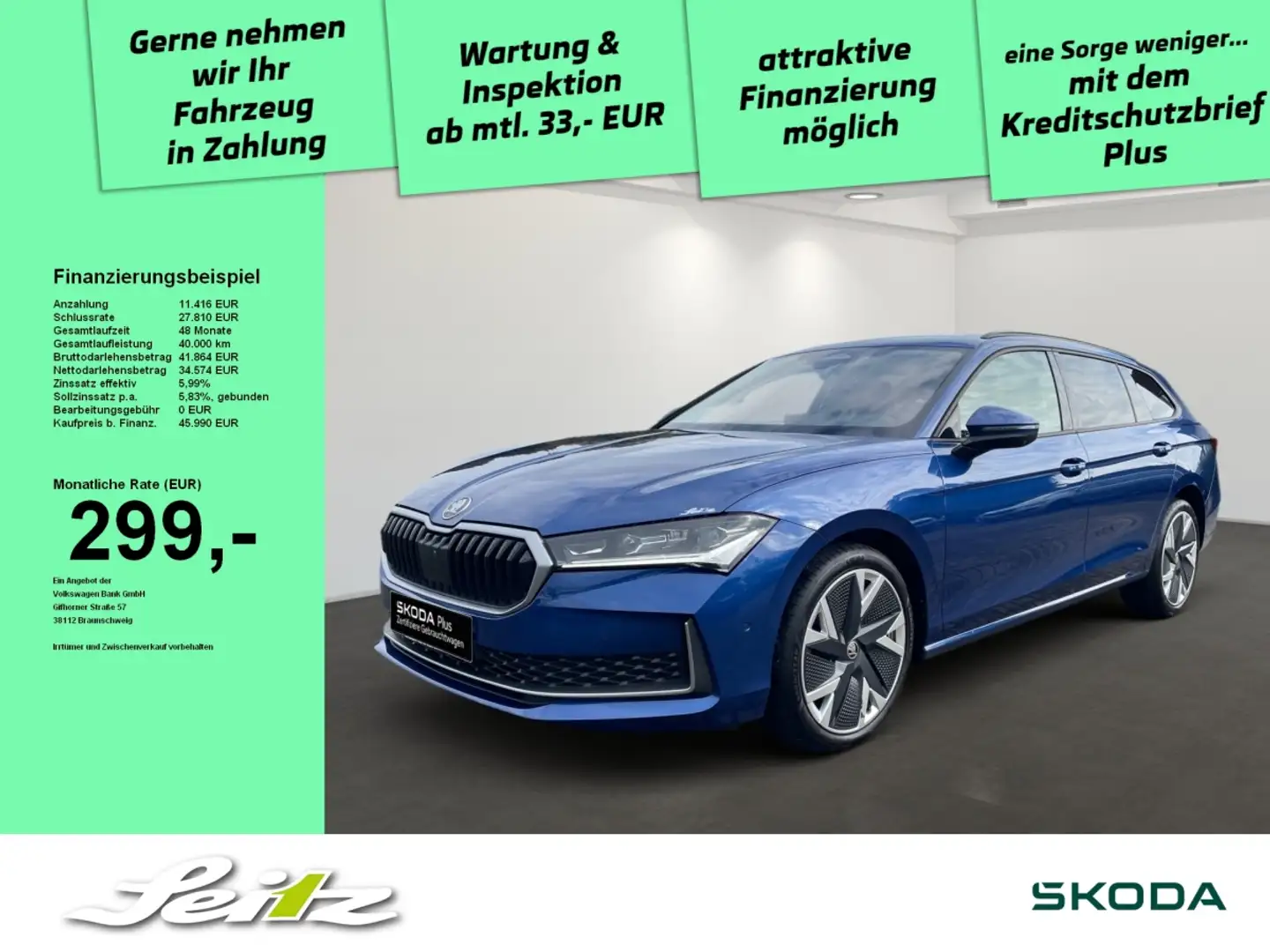 Skoda Superb Combi 2.0 TDI 4x4 Selection *AHK*MATRIX*NAVI* Blau - 1