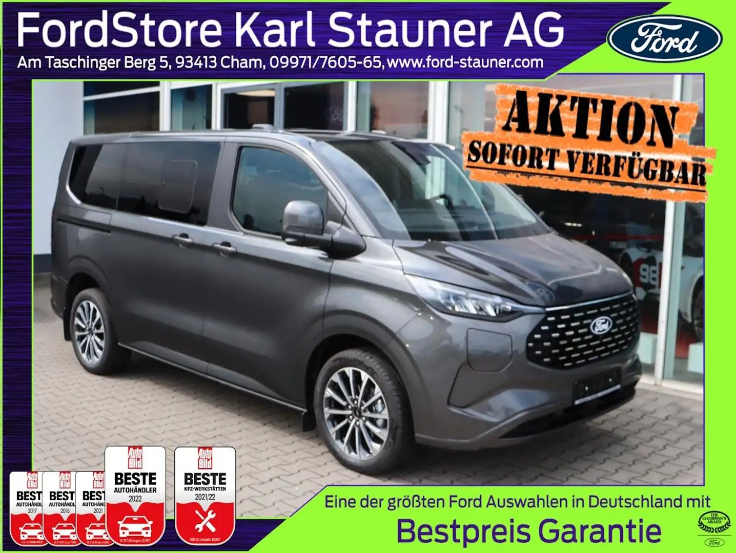 Ford Tourneo Custom Titanium X 2,5l PHEV 0,0% FIN* Gris - 1