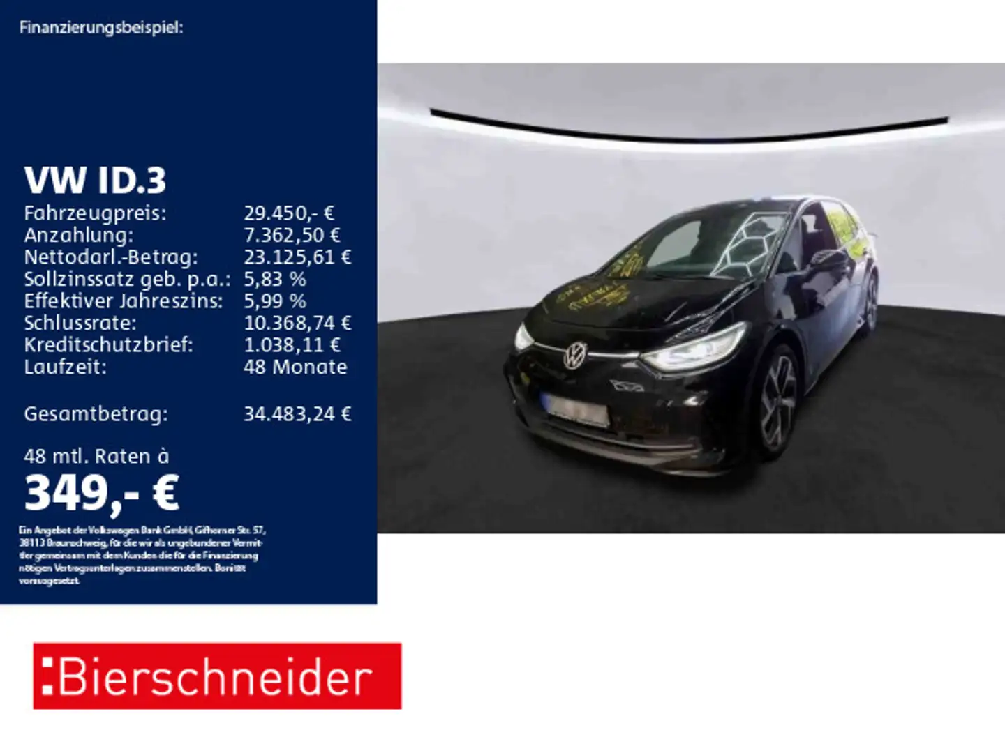 Volkswagen ID.3 Pro AHK MATRIX WÄPU CAM ACC Schwarz - 1