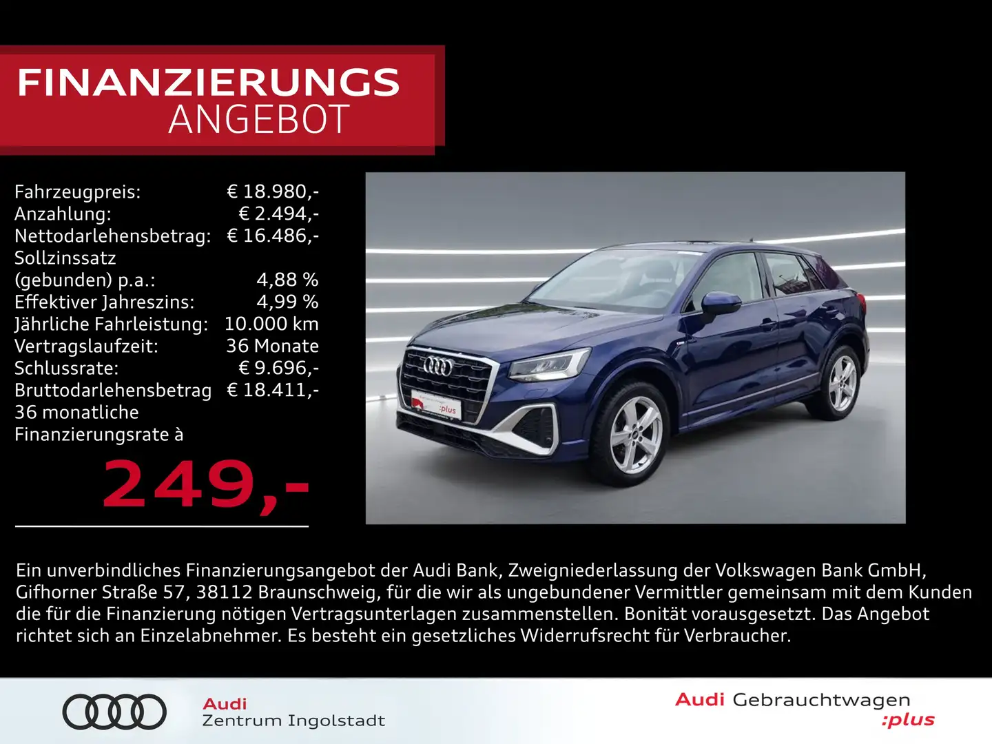 Audi Q2 30 TFSI S line 2x PDC Kamera LED keyless 17" Azul - 1