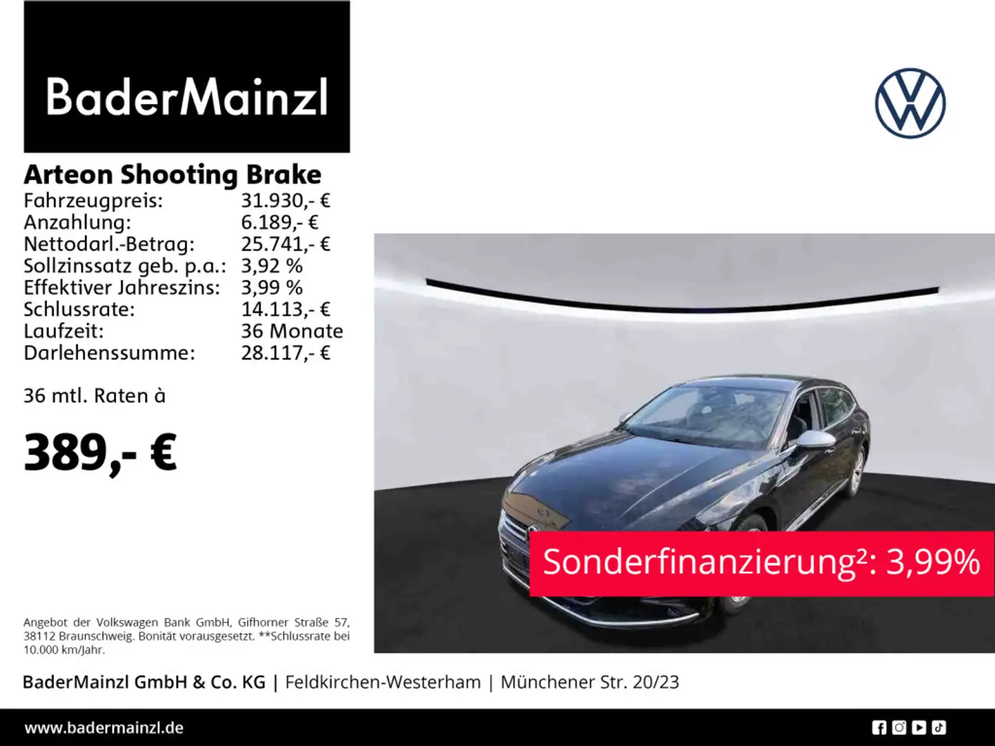 Volkswagen Arteon 2.0 TSI DSG Elegance AHK Noir - 1