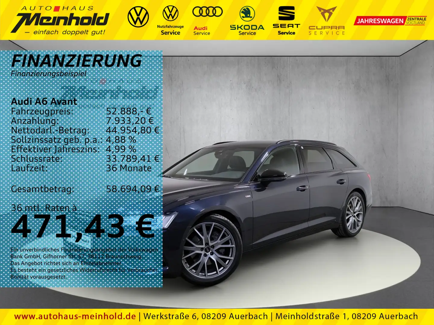 Audi A6 S-Line Sport Plus 45 TFSI quattro S tro Blau - 1