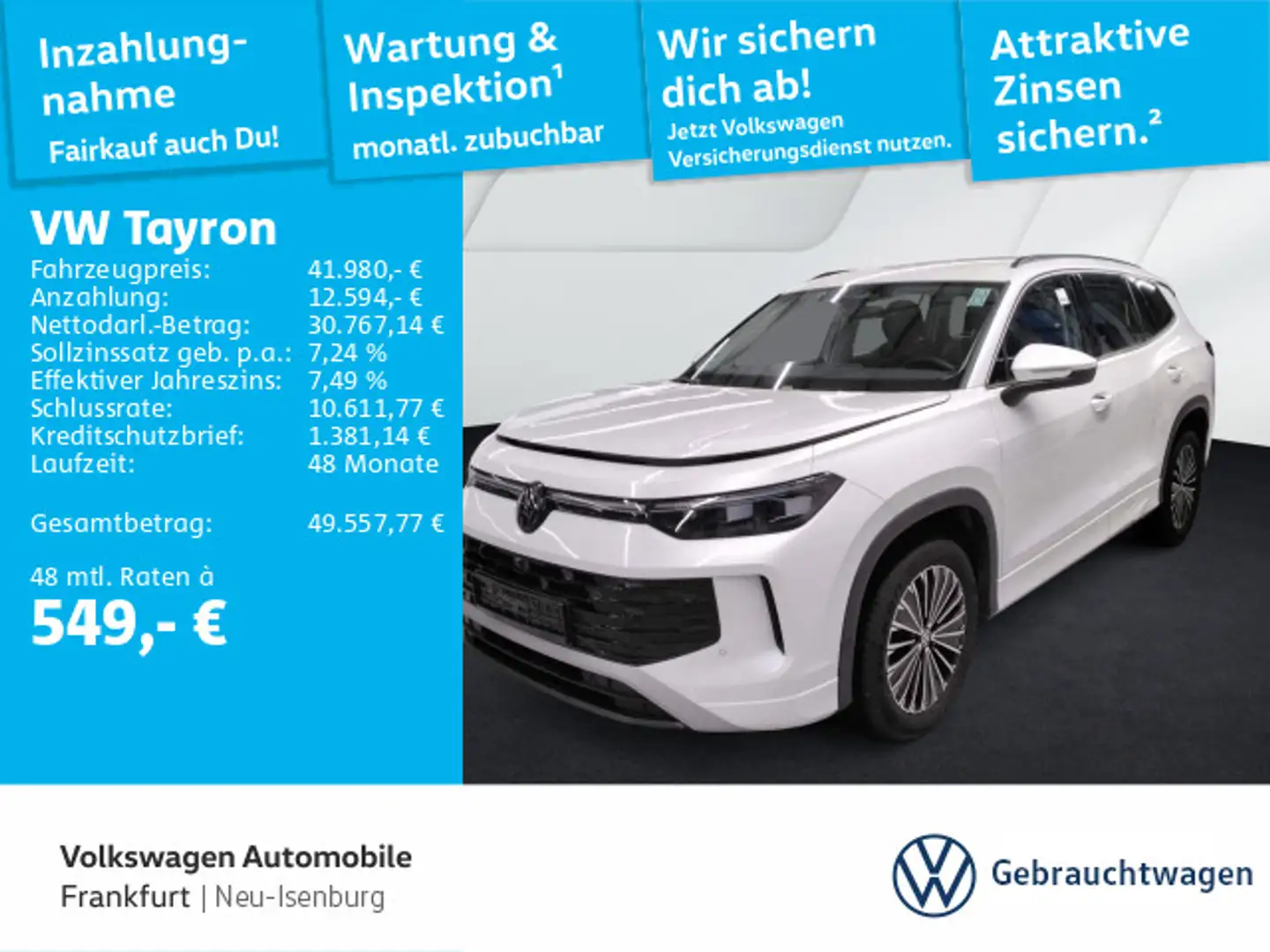Volkswagen Tayron 2.0 TDI DSG 4Motion Life DAB+ IQLight IQD Weiß - 1