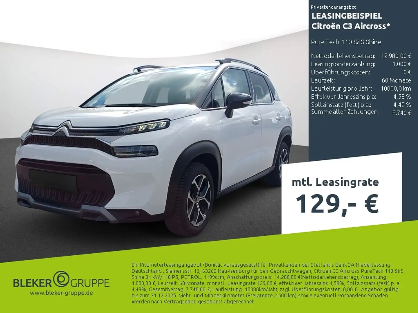 Citroen C3 Aircross PureTech 110 S&S Shine Blanc - 2