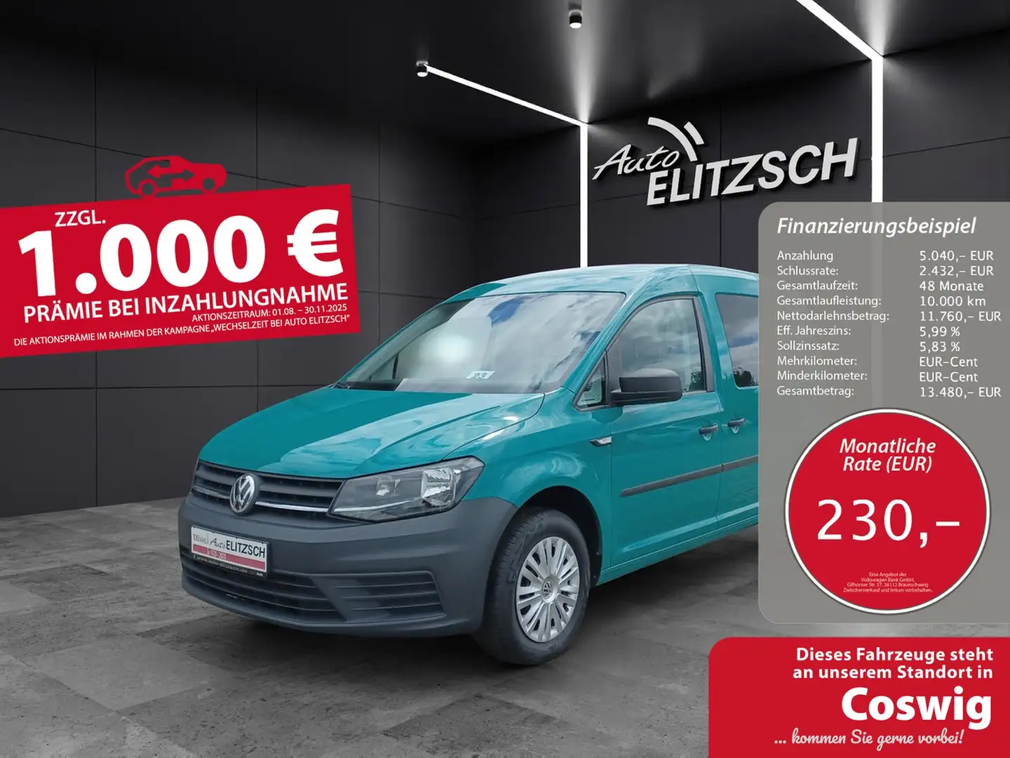 Volkswagen Caddy Kombi TSI 7-Si Klima GRA PDC Caddy Kombi TSI 7-... Grün - 1