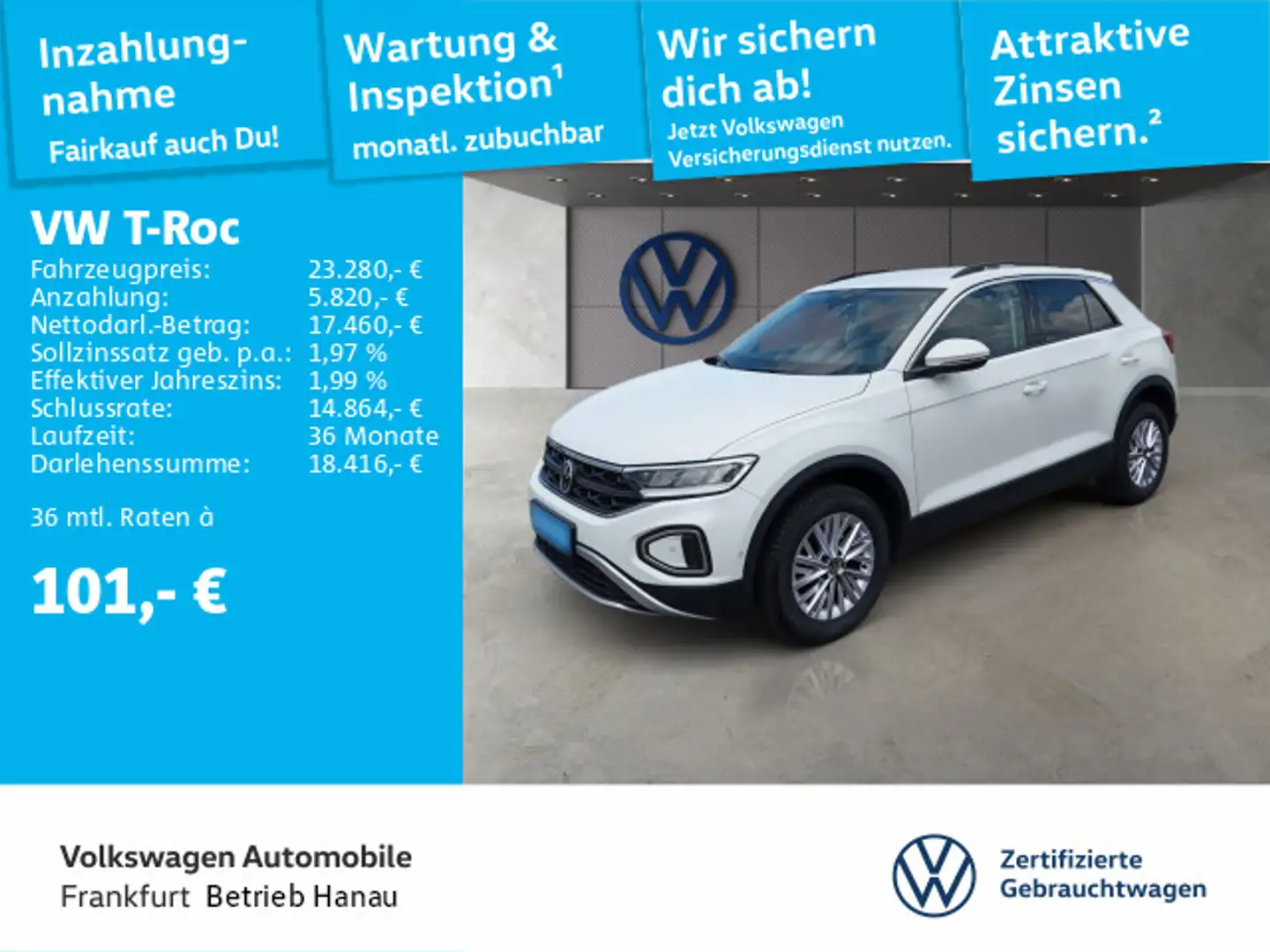 Volkswagen T-Roc 1.0 TSI Life Navi Spurhalteassistent Sitzh Weiß - 1