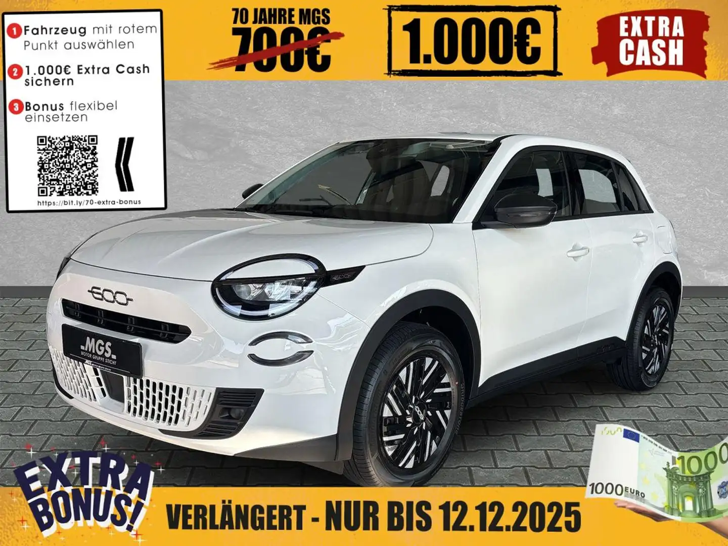 Fiat 600 Hybrid MY25 1.2 #APPLE&ANDROID #KLIMA #TOUCH Wit - 1