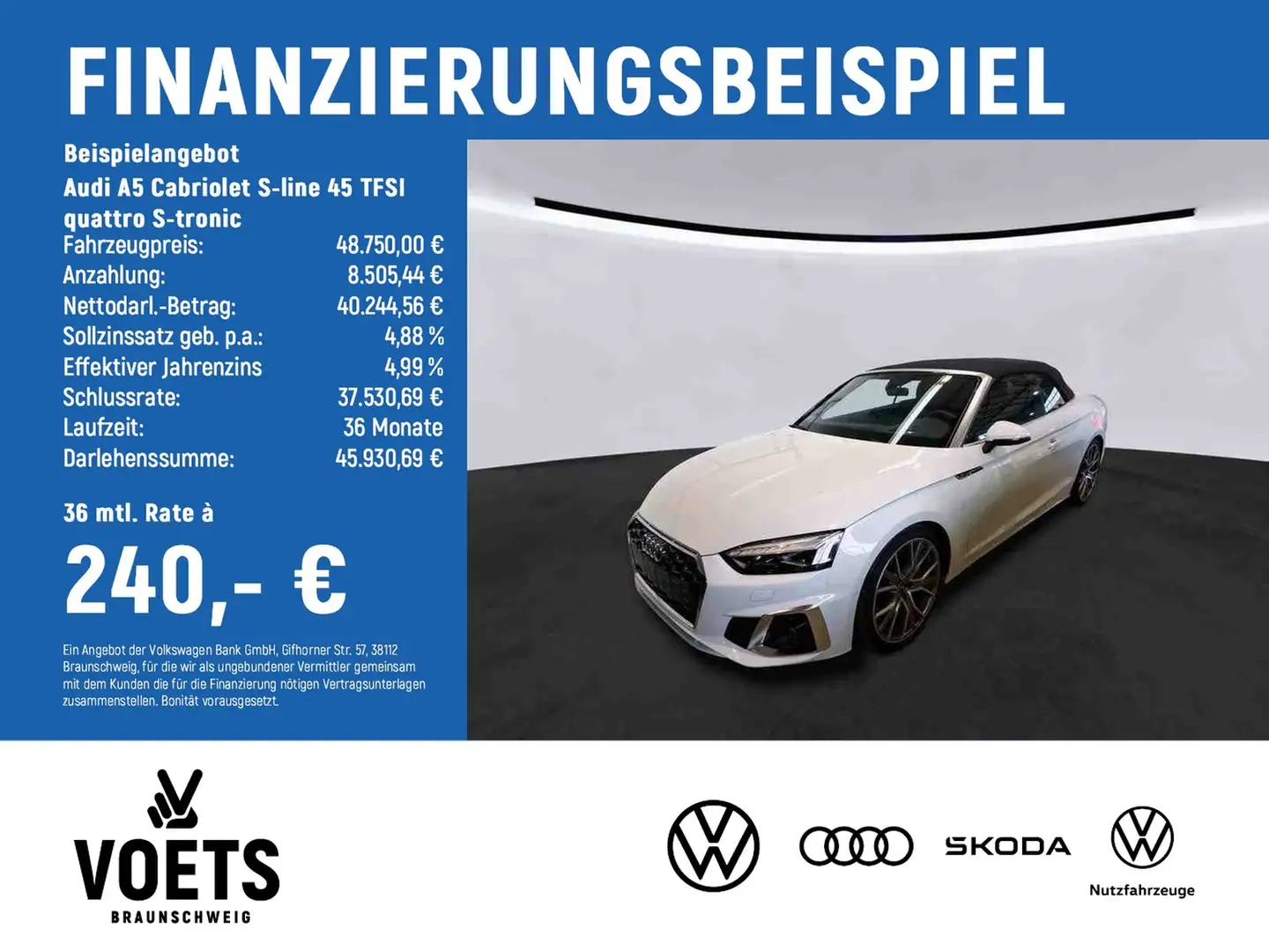 Audi A5 Cabriolet S-line 45 TFSI quattro S-tronic MATRI... Blanc - 2