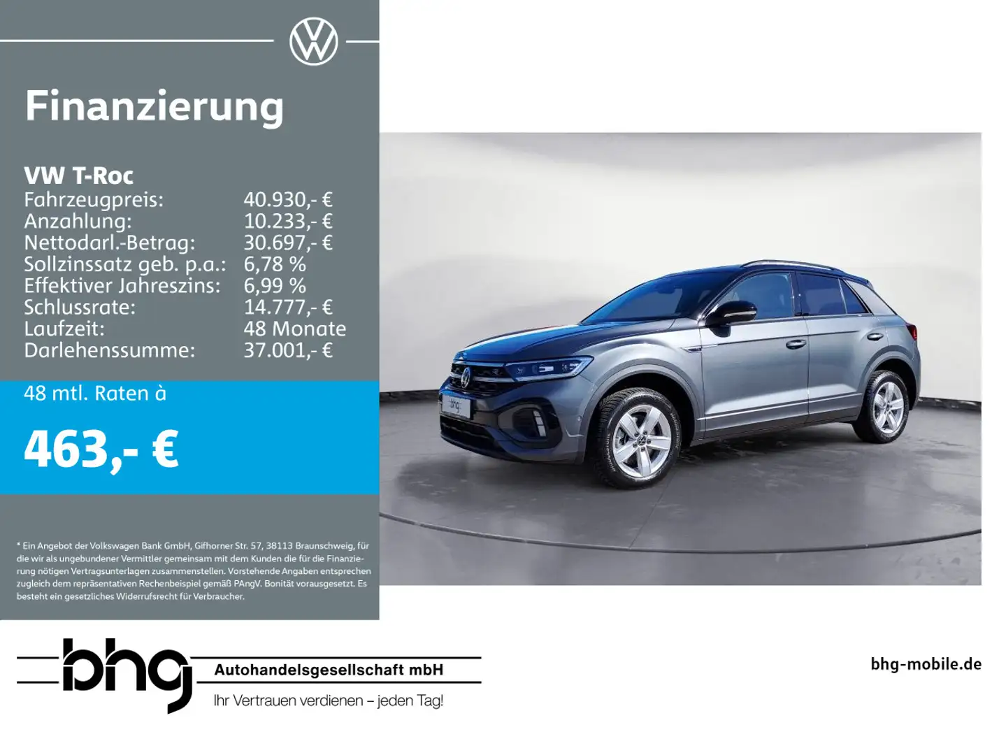 Volkswagen T-Roc R-Line 2,0 TSI OPF 4M DSG Navi Kamera Grau - 1