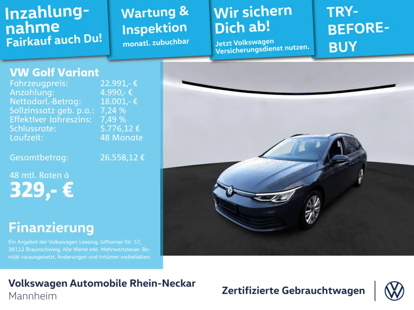 Volkswagen Golf Variant 2.0 TDI Life DSG Standheizung Navi Grau - 1