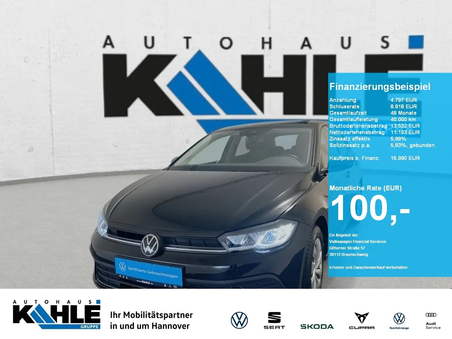 Volkswagen Polo 1.0 Life LED RFK Sitzh Facelift PDC Schwarz - 1